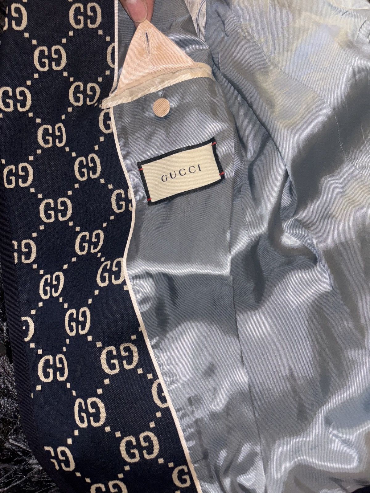 Gucci Gucci Blazer Navy Blue GG Men Size 54R - 2 Thumbnail