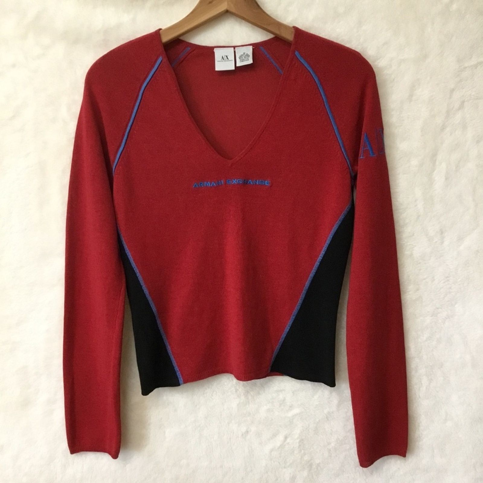 Armani Exchange Armani Exchange Red Color-blocked Sweater Size M / US 6-8 / IT 42-44 - 1 Thumbnail