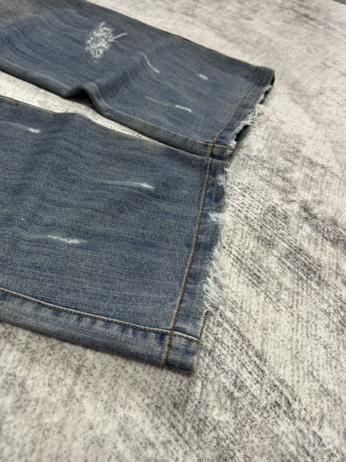 LOWBOX × Le Grande Bleu (L.G.B.) × Tete Homme Bbong San Japan Asymmetrical Cargo Pocket Flared Jeans Size US 30 / EU 46 - 10 Thumbnail