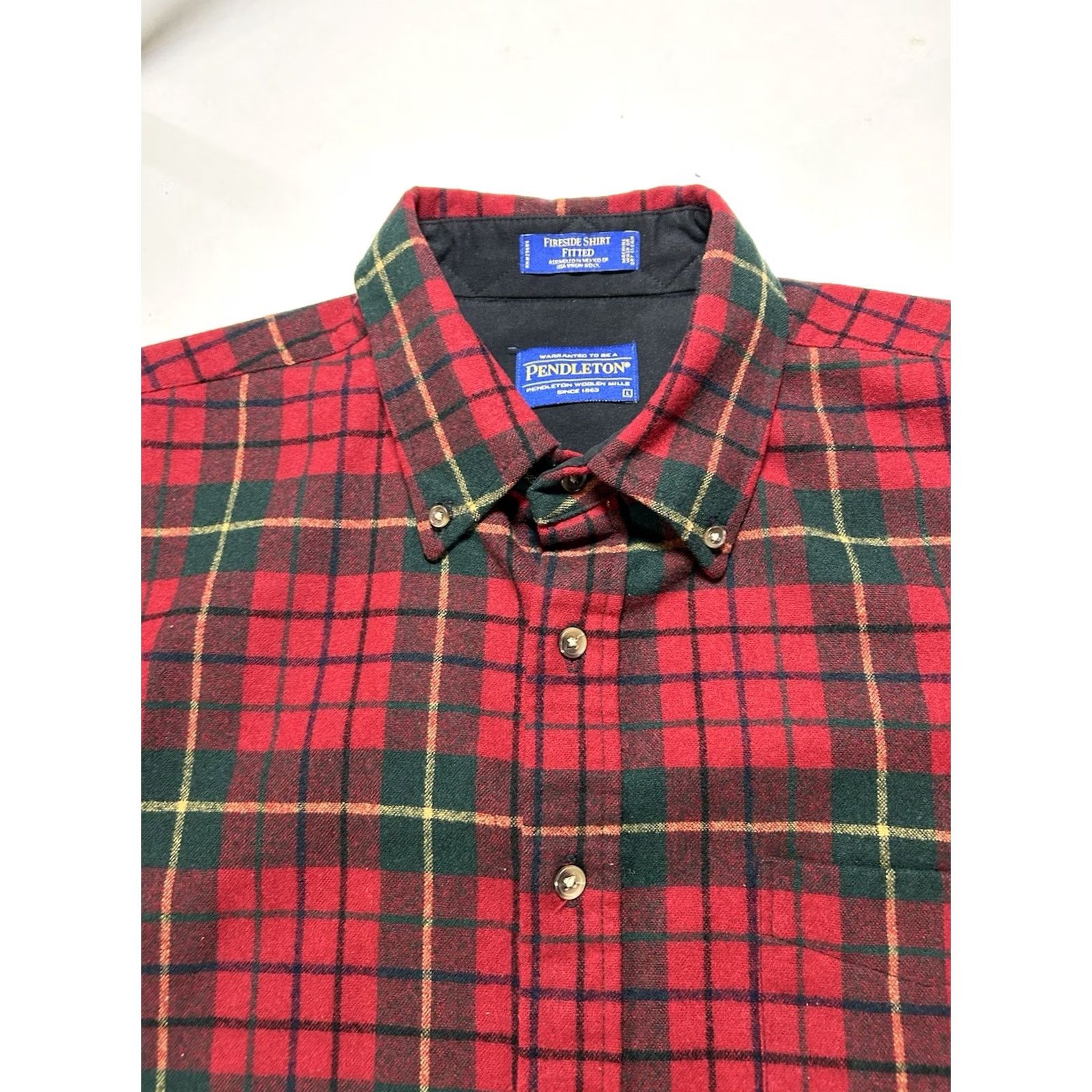 Pendleton VINTAGE Pendleton Plaid Fireside Shirt Button Down Flannel Large Red Green Wool Mens Size US L / EU 52-54 / 3 - 3 Thumbnail