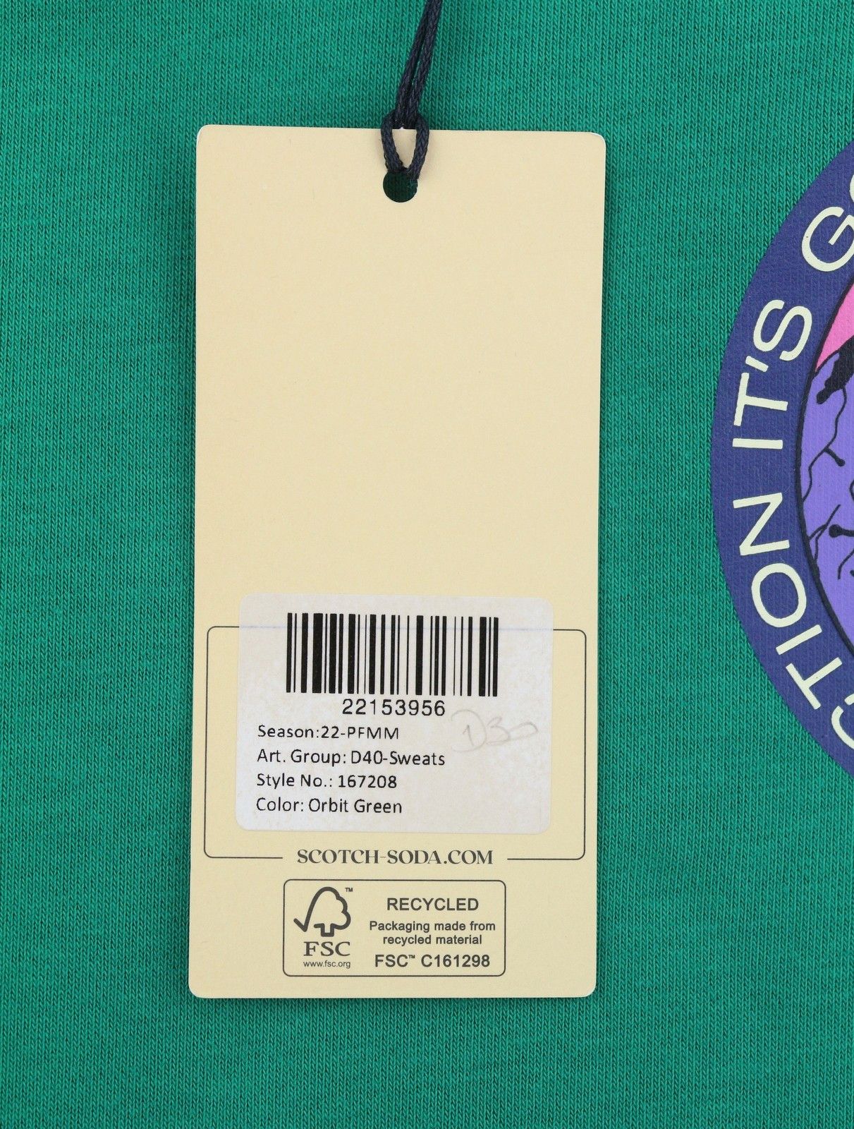Scotch & Soda M Green Cotton Blend Sweatshirt 88554 Size US M / EU 48-50 / 2 - 6 Thumbnail