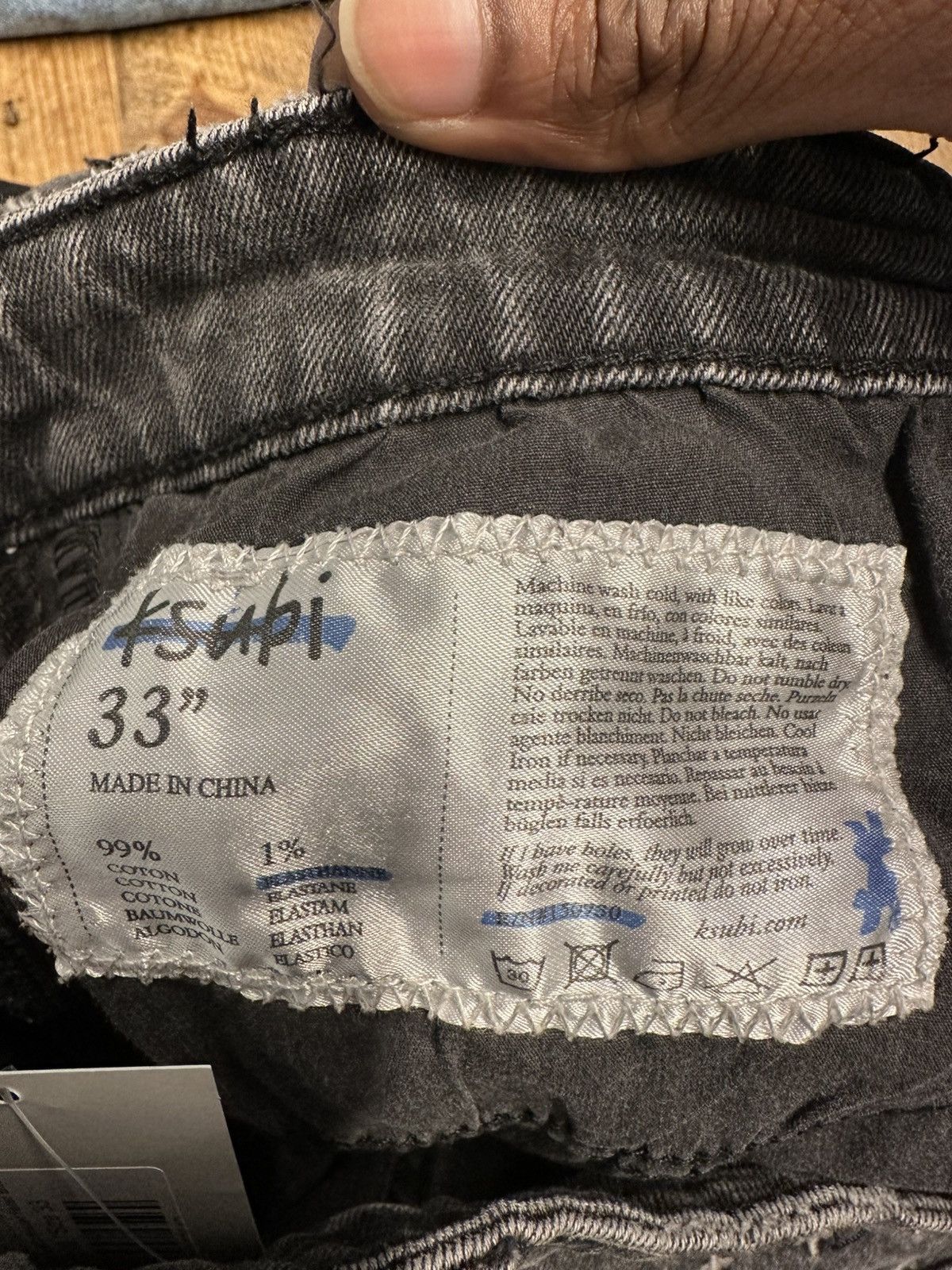 Ksubi Ksubi Red Knee Spell Faded Black Denim Jeans Size 33 Size US 33 - 5 Thumbnail