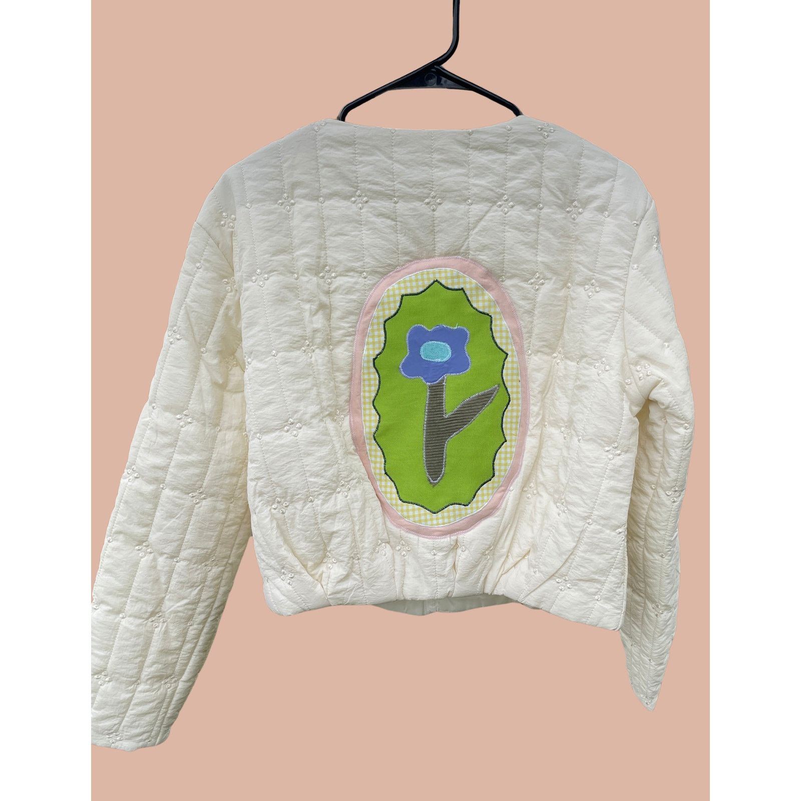 Handmade Size 6 Quilted Coat Jacket with Floral Applique Size M / US 6-8 / IT 42-44 - 1 Thumbnail