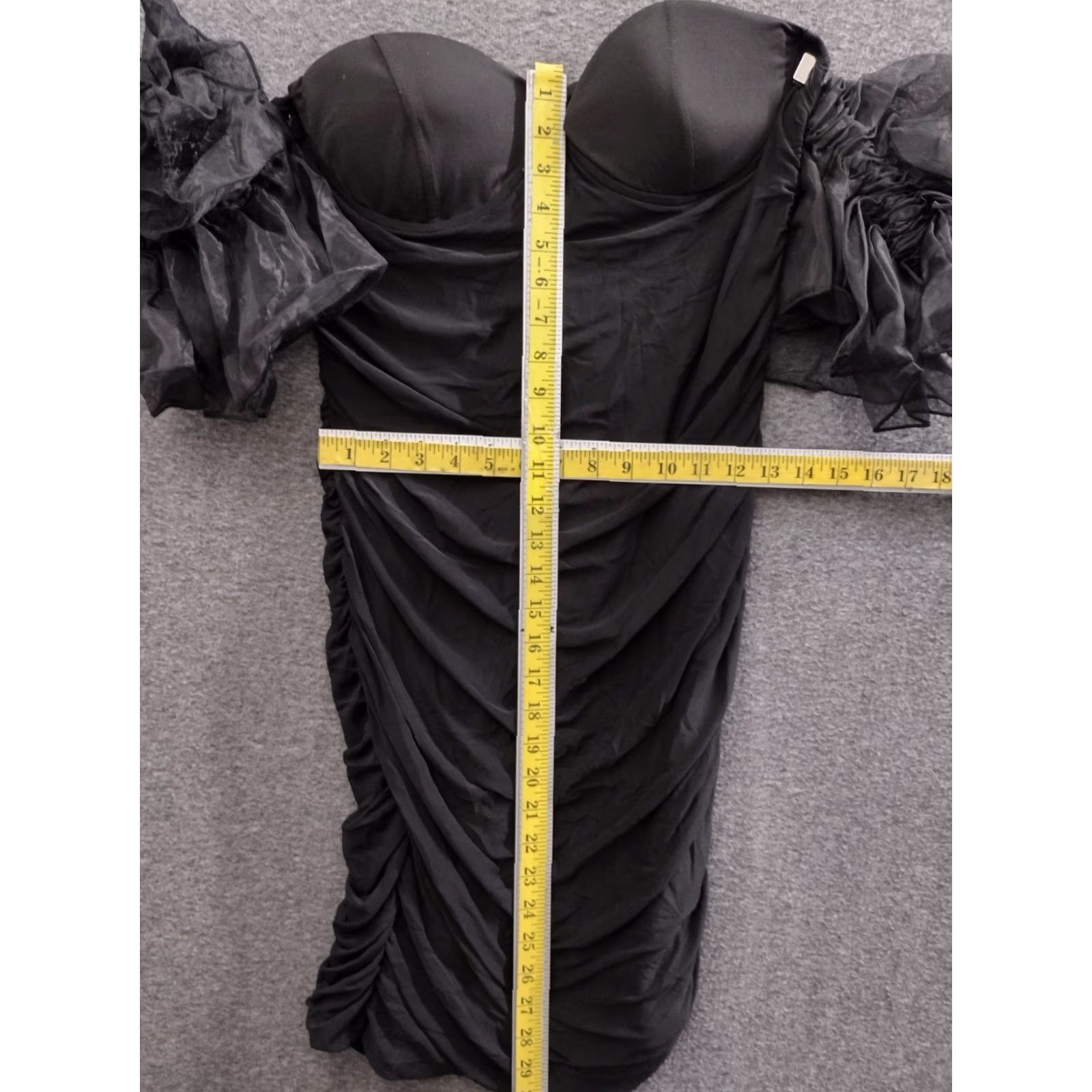Vintage Womens Bodycon Dress Off Shoulder Puff Sleeve Midi XL Black Party Cocktail Dress Size XL / US 12-14 / IT 48-50 - 4 Thumbnail