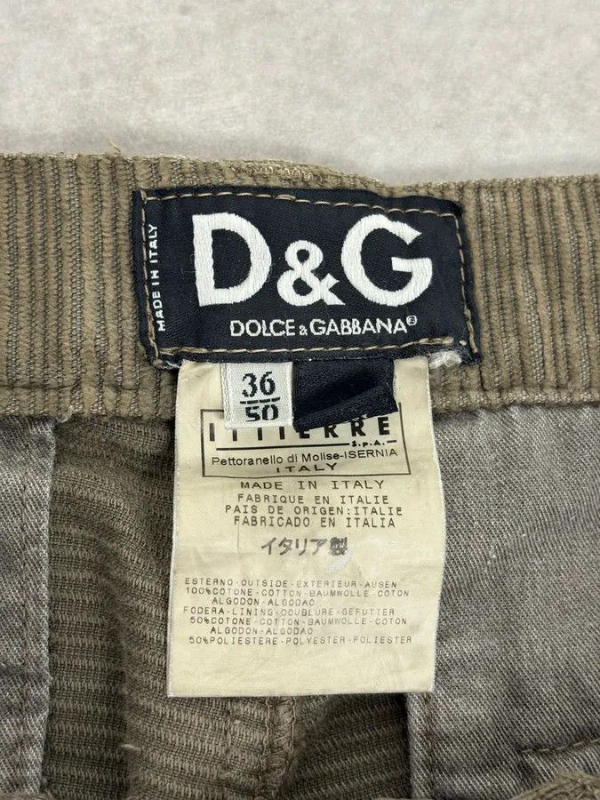 Dolce & Gabbana SS2002 Dolce & Gabbana Olive Green Cargo Utility Cordurroy Pants Size US 32 / EU 48 - 12 Thumbnail