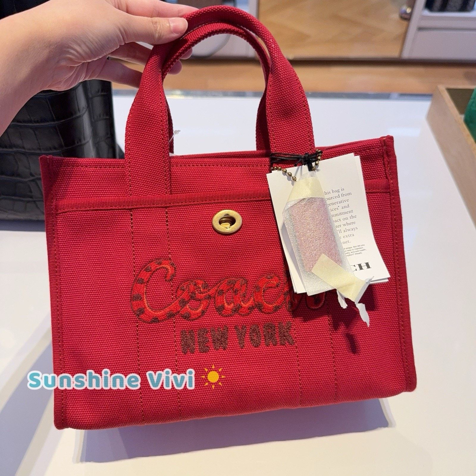 Coach NWT Coach New Year Cargo Tote, Bag Snake Logo Brass/Ruby Size ONE SIZE - 1 Thumbnail