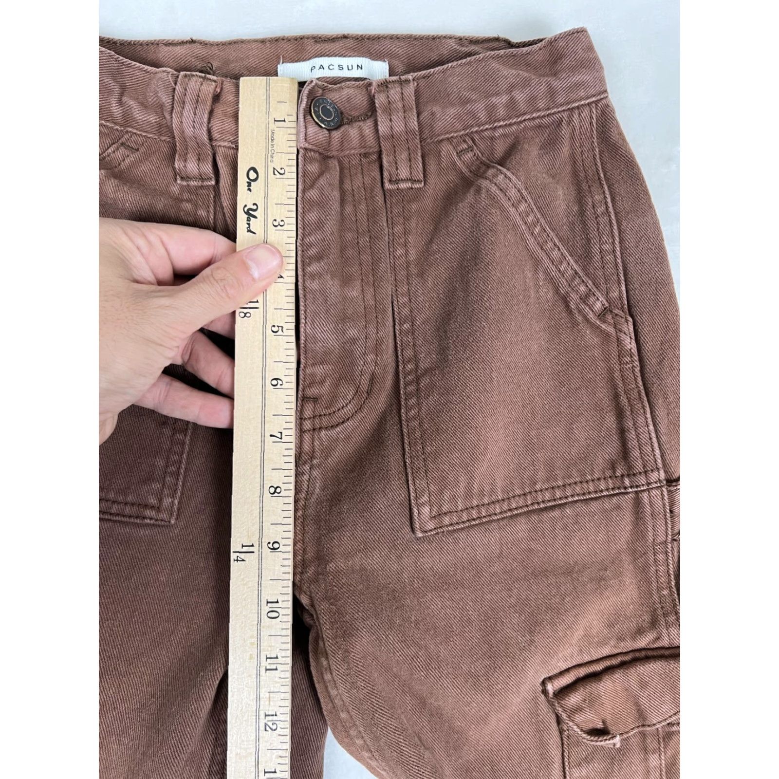Pacsun PacSun Jeans Womens 22 Ultra High Rise Flare Carpenter Brown Denim Cargo Jeans Women Size 40" / US 18 - 5 Thumbnail