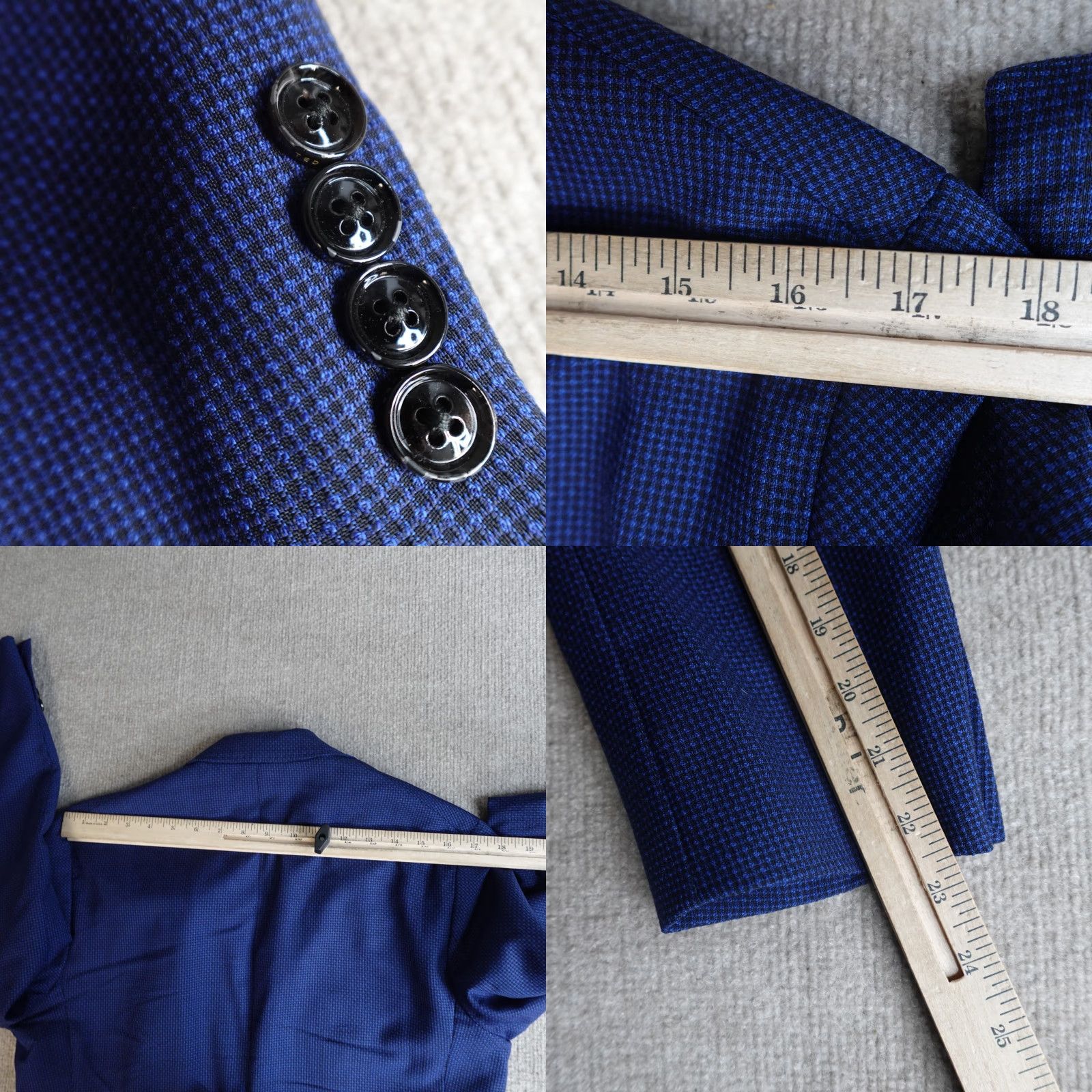 Ted Baker Ted Baker Blazer 38R Blue Wool Italy Notch Lapel Double-Vented Four-Button 100% Wool Single-Breasted Jacket Coat Mens Regular Vintage No Size 38R - 8 Thumbnail