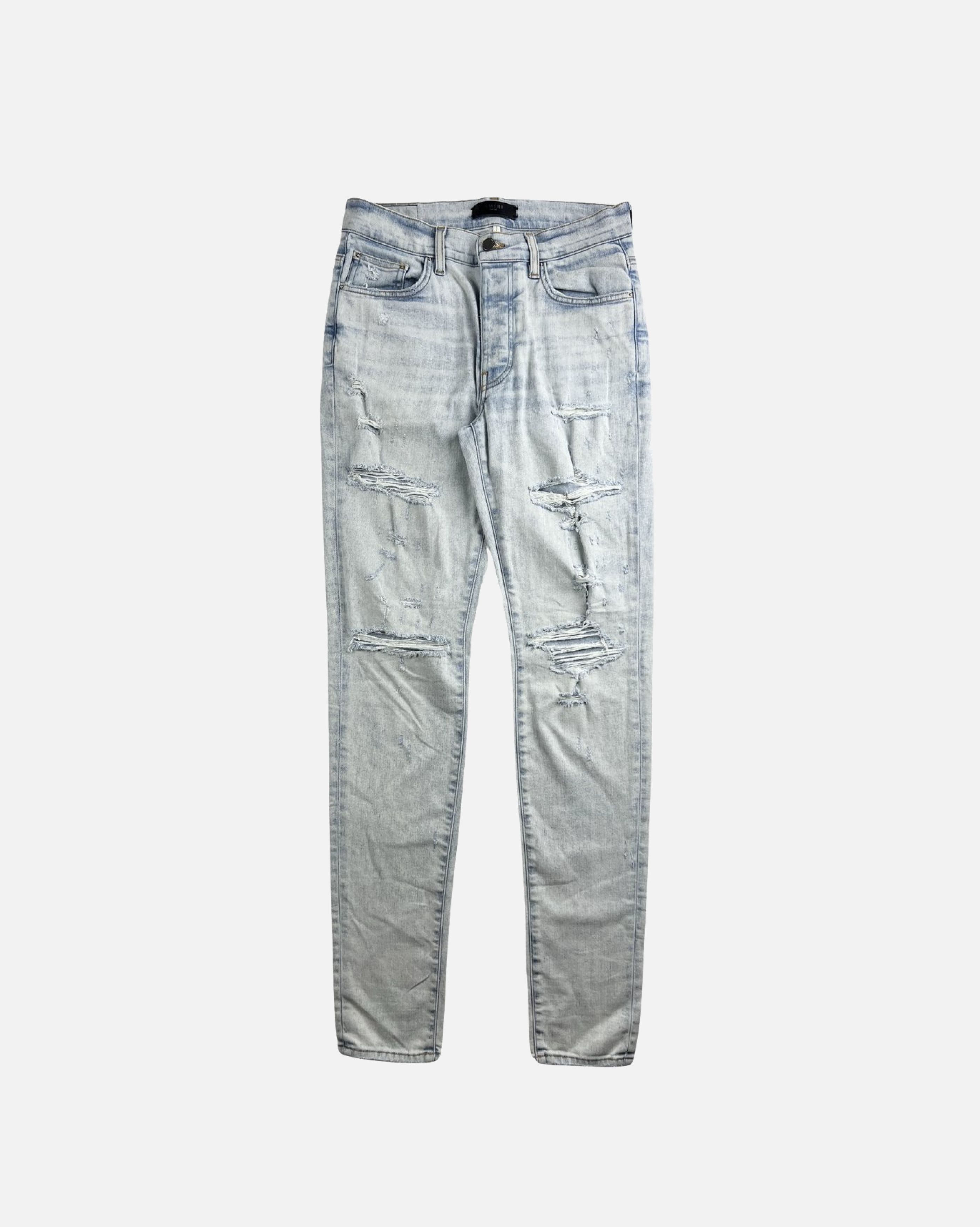 Amiri Baby Blue Distressed Jeans