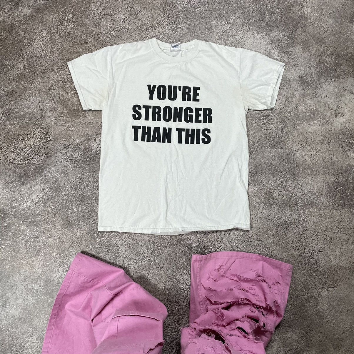 image of Humor x Vintage Y2K Adult “ You’Re Stronger That This “ Funny Buytee in White, Men's (Size Medium)