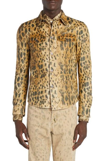 Tom Ford o1w1db10124 Leopard Leather Jacket Shirt in Brown / Beige Size US M / EU 48-50 / 2 - 2 Thumbnail
