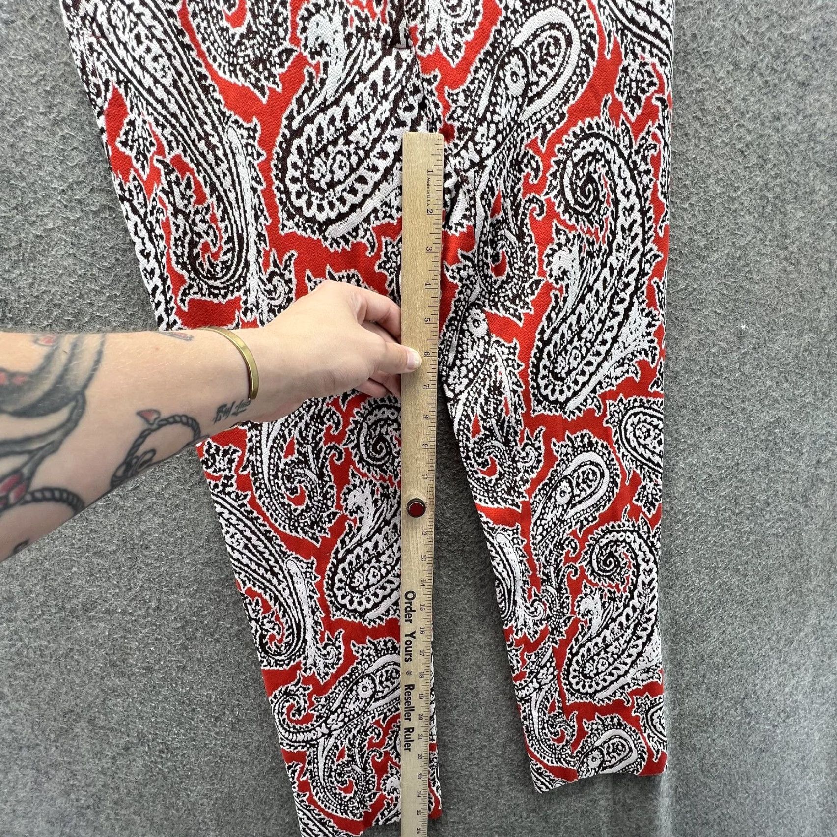 Etro Etro Pants Womens 40 Red Paisley Ankle Tapered Slim Dress Made In Italy Trousers Size 27" / US 4 / IT 40 - 5 Thumbnail