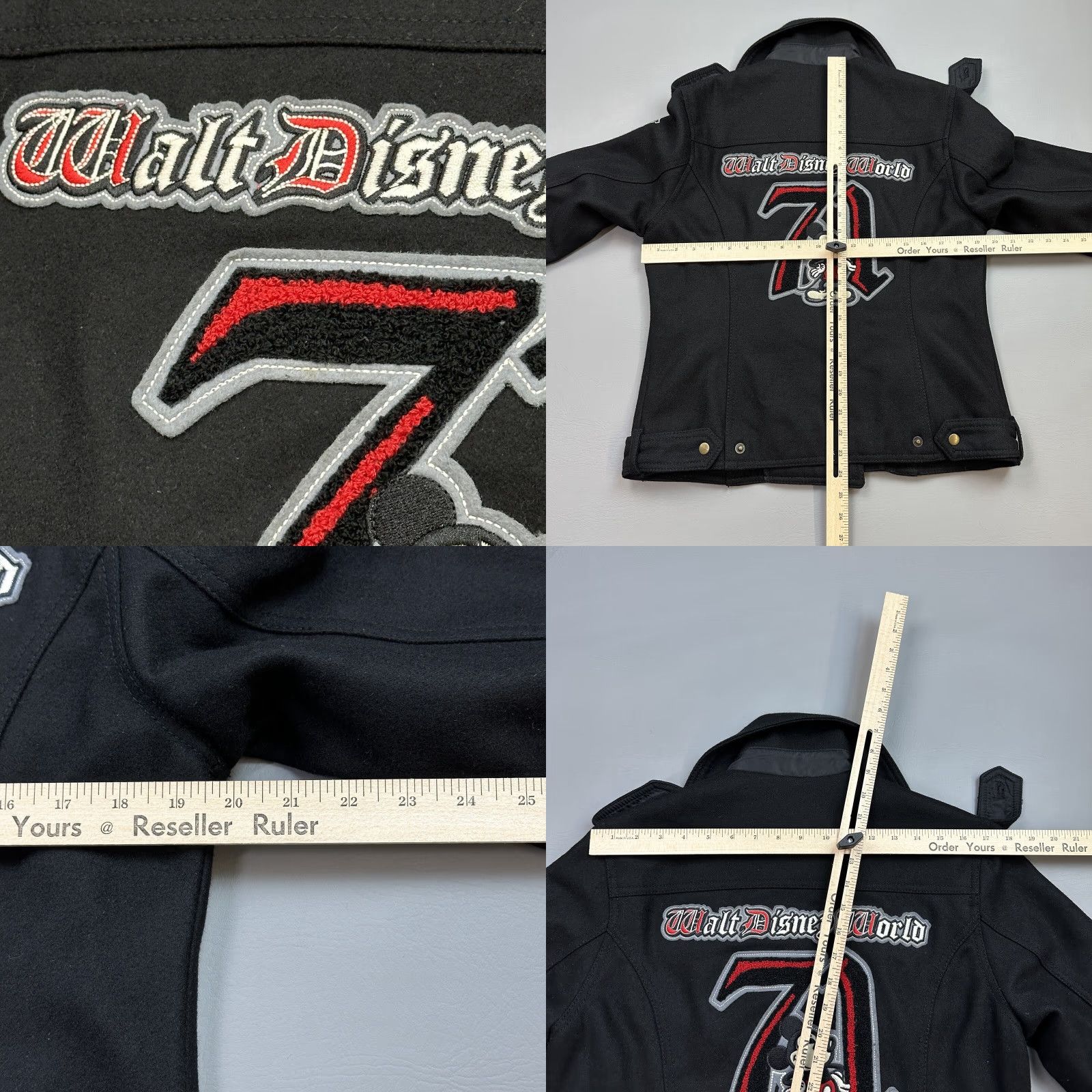 Disney VINTAGE Disney Peacoat Jacket Women's M Black Wool Blend 71 Logo Embroidered Button, Logo, Collared, Inner Pockets, Dry Clean Only, 80s 90s Theme Size M / US 6-8 / IT 42-44 - 10 Thumbnail