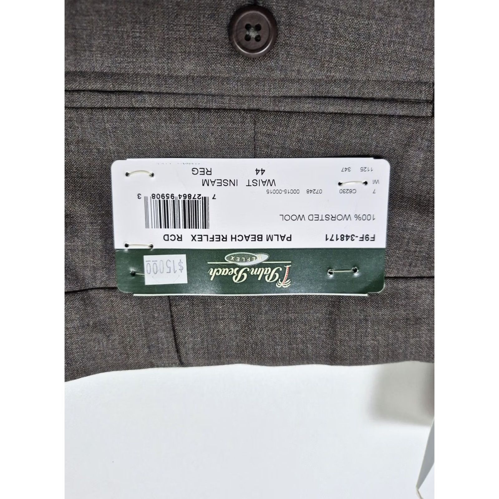 Vintage Palm Beach Wool Suit Pants Gray 44x36 Mens NWT Unhemmed 100% Wool Pleated Dress Straight Leg Classic Fit Dress Pants Business Formal Wedding Size 44R - 4 Thumbnail