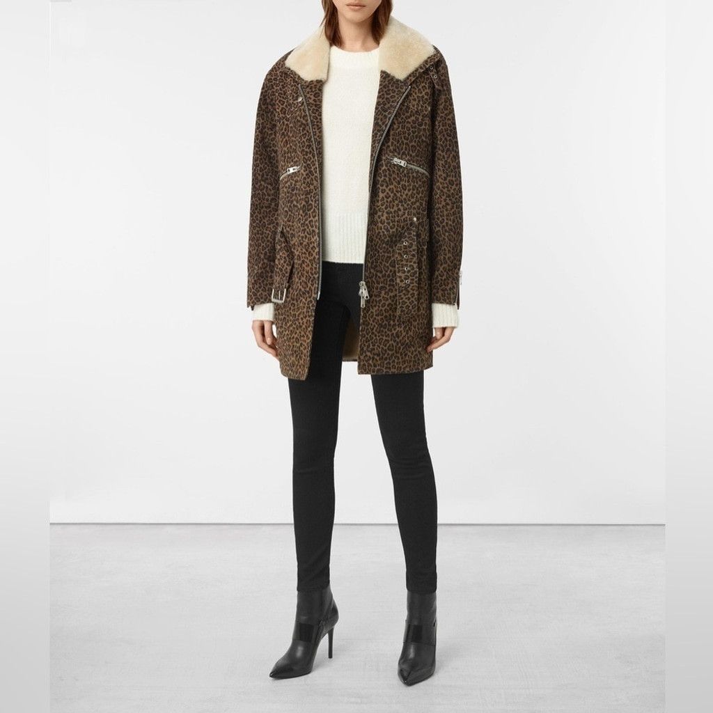 Allsaints AllSaints Collins Leopard Nubuck & Shearling Jacket US XS/2 Size XS / US 0-2 / IT 36-38 - 2 Thumbnail