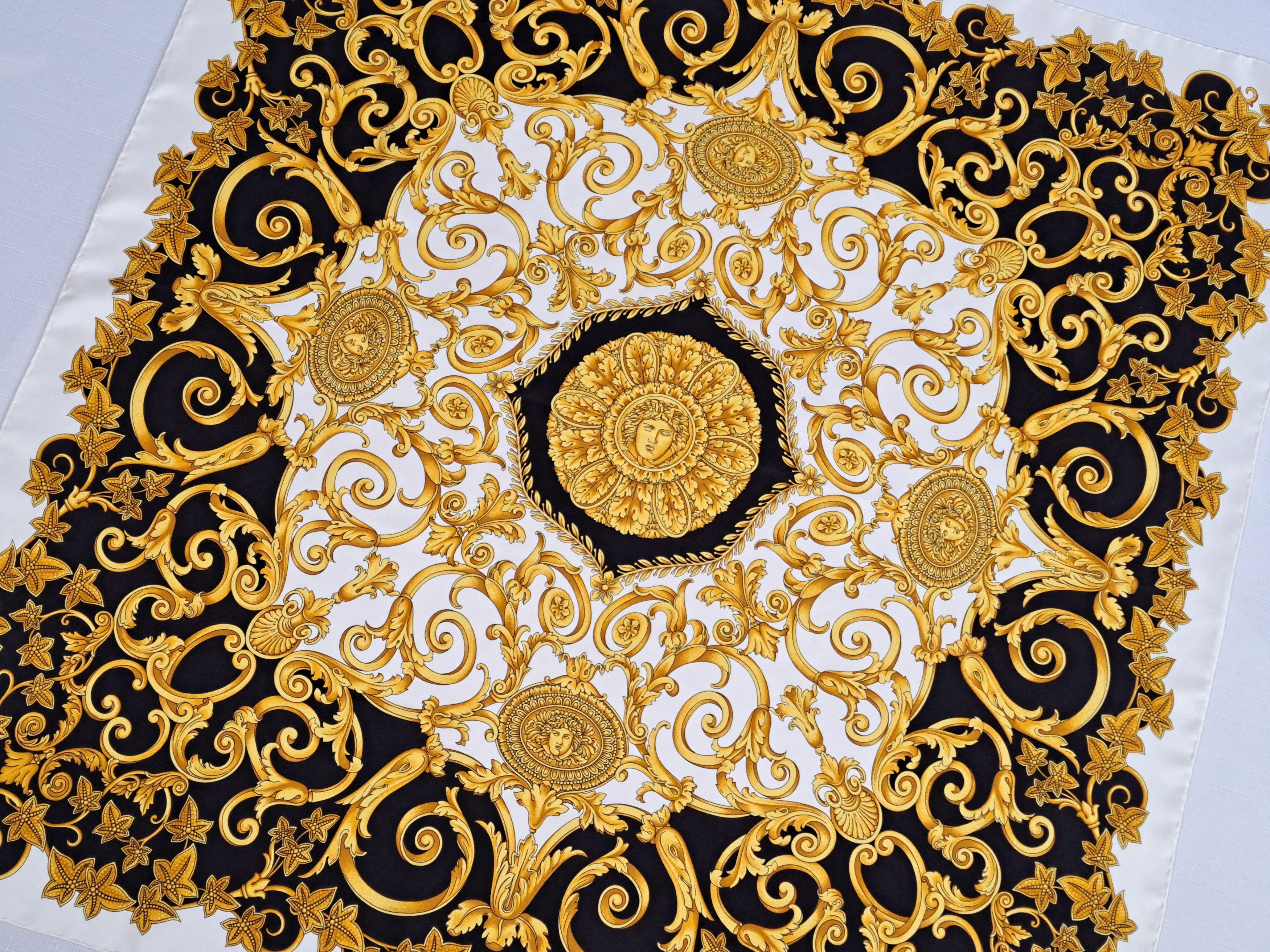 Versace Vintage 90s Iconic VERSACE Medusa barocco print silk scarf ...