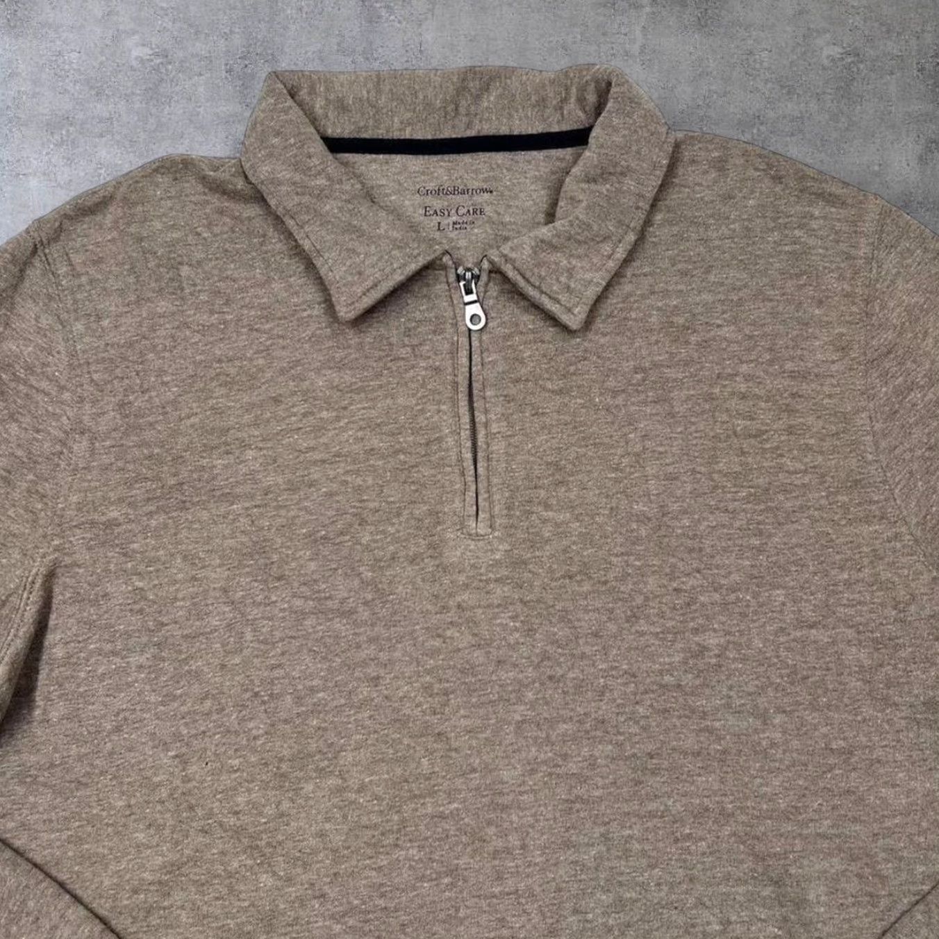 Croft & Barrow Croft & Barrow Basic Essential 1/4 Zip Pullover Collared Sweatshirt Large Men Brown Long Sleeve Pullover Size US L / EU 52-54 / 3 - 3 Thumbnail