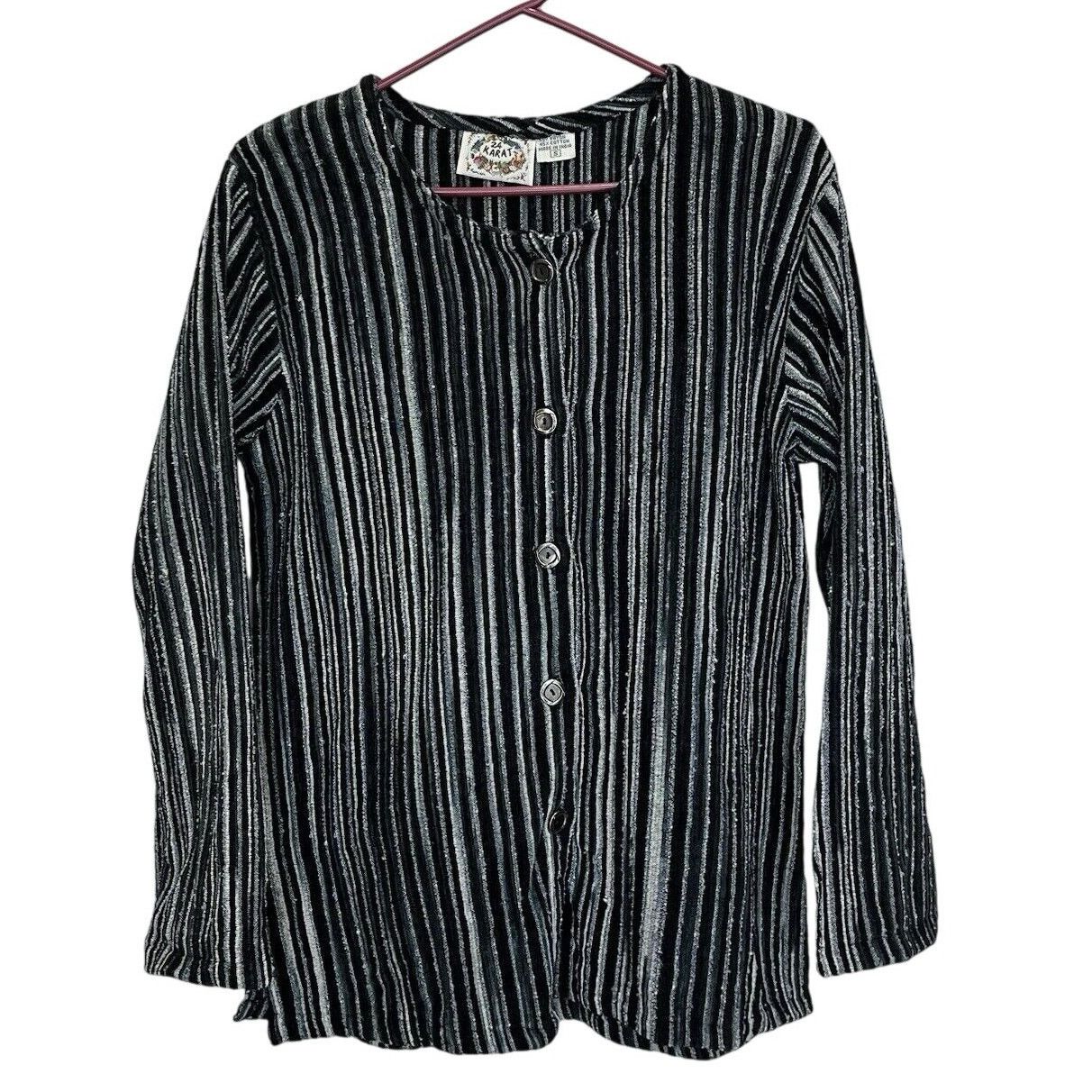 Vintage 24 Karat | Vintage Hippie Boho Stripe Knit Cardigan Sweater Size S / US 4 / IT 40 - 2 Thumbnail