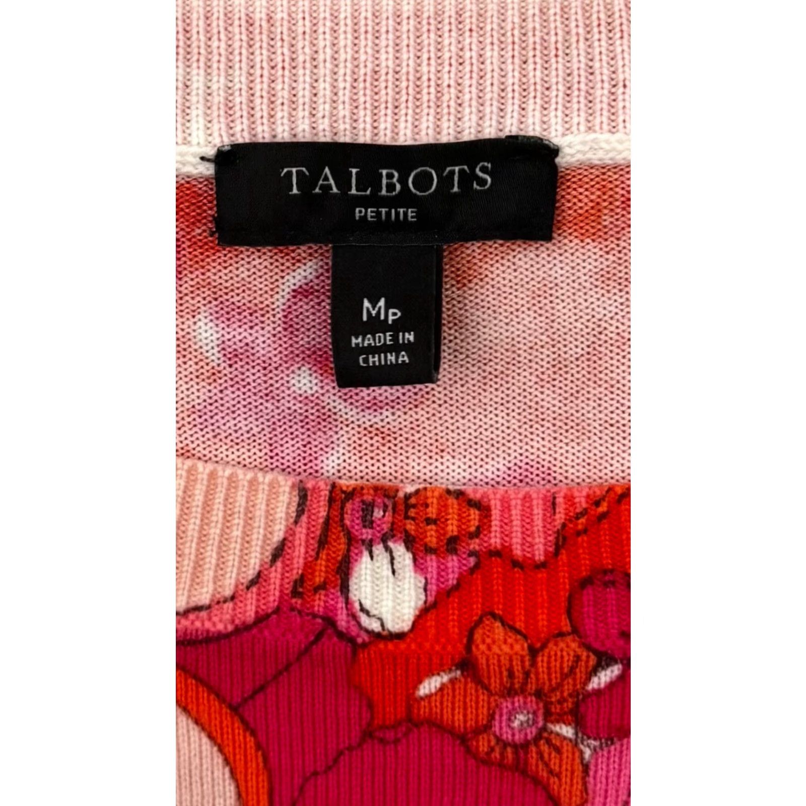 Talbots Talbots Sweater Women MP Petite Floral Retro Look Boho Romantic Grandmacore Pullover Knit Long Sleeve Round Neck All Seasons Casual Womens Size M / US 6-8 / IT 42-44 - 5 Thumbnail