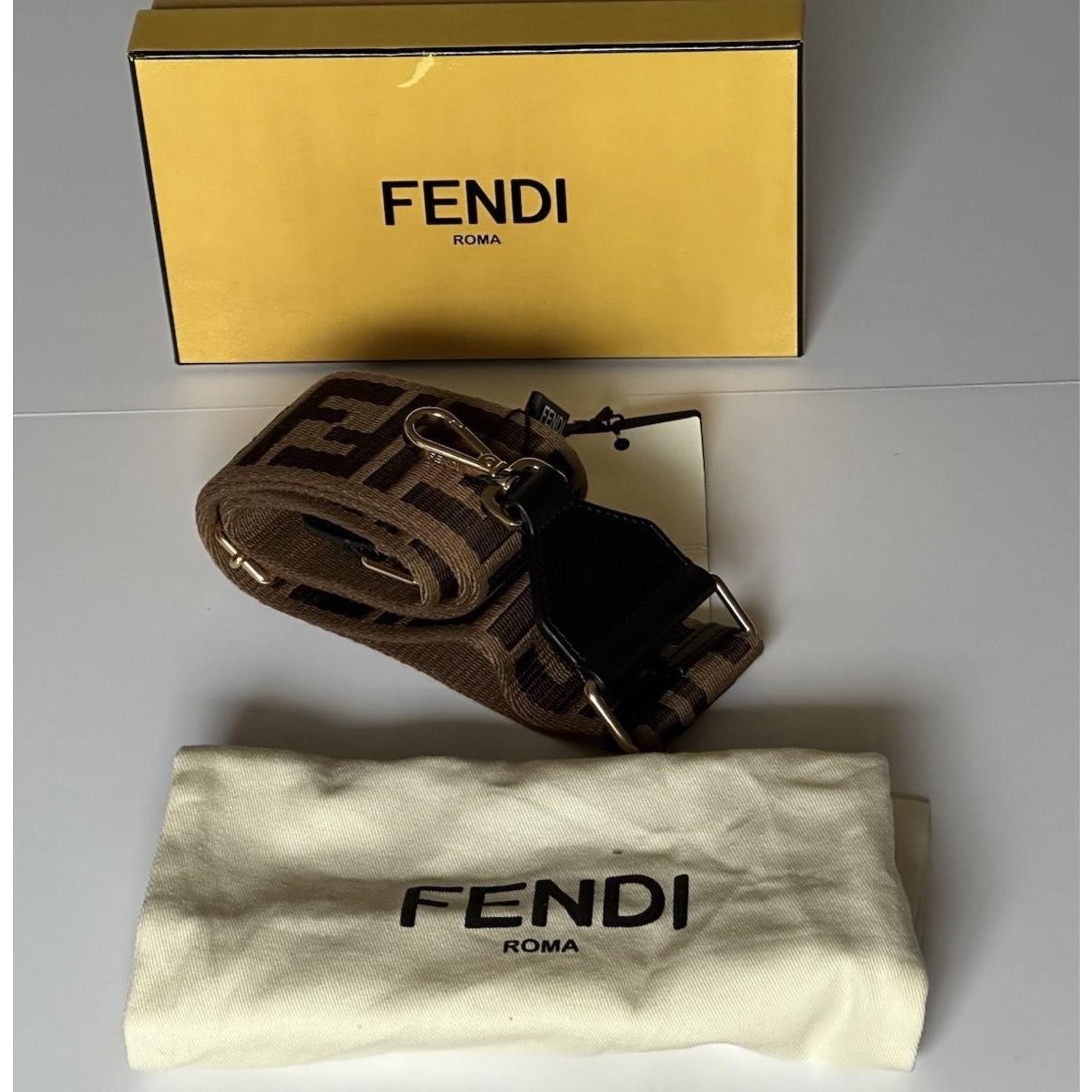 Fendi FENDI FF Logo Adjustable Strap Brown Italy NWT $980 Size ONE SIZE - 11 Thumbnail
