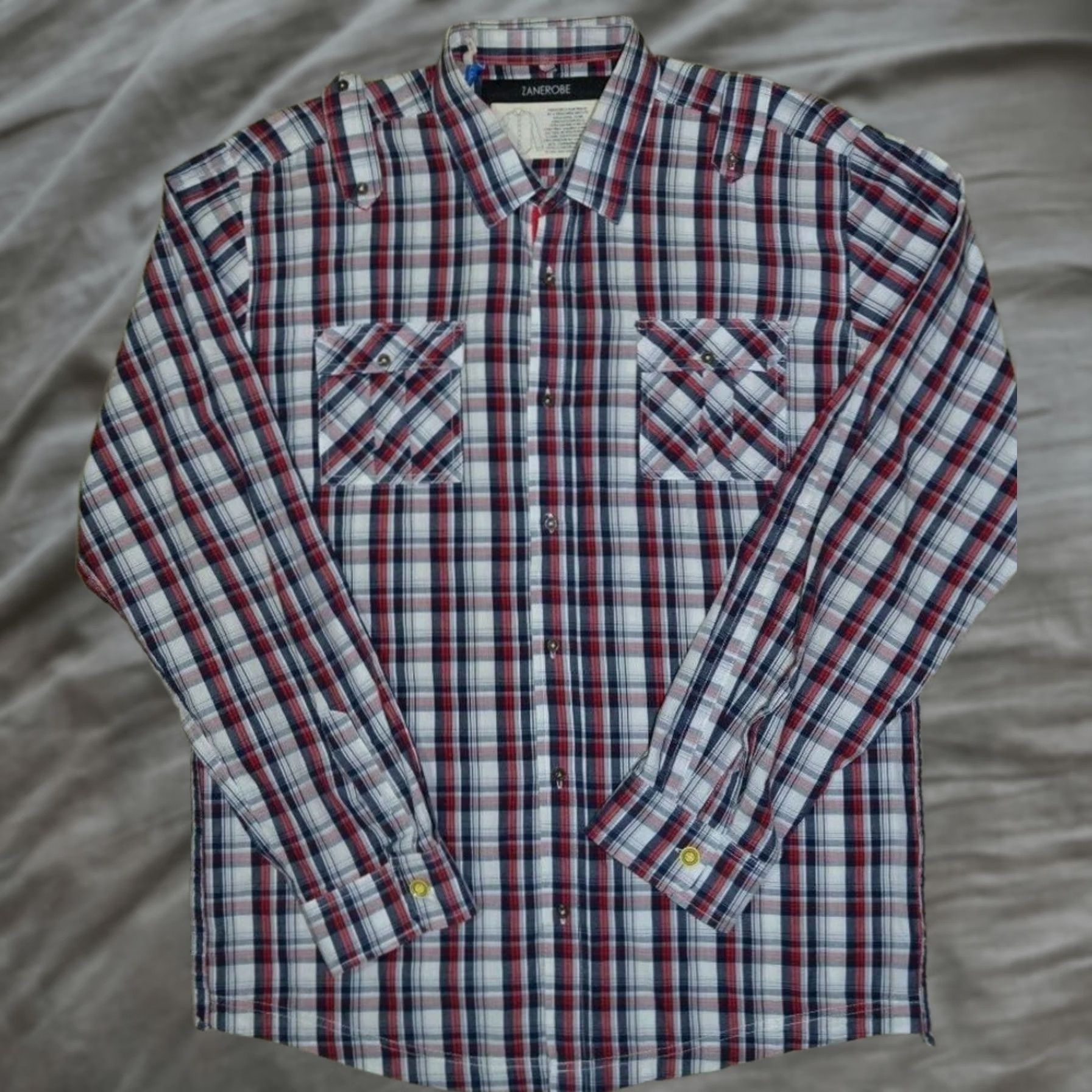 Zanerobe ZANEROBE Shirt Plaid Button-Up Long Sleeve Men 2XL Multicolor Pattern Plaid Pockets Fashion Shirt Mens 2XL XXL Size US XXL / EU 58 / 5 - 1 Thumbnail