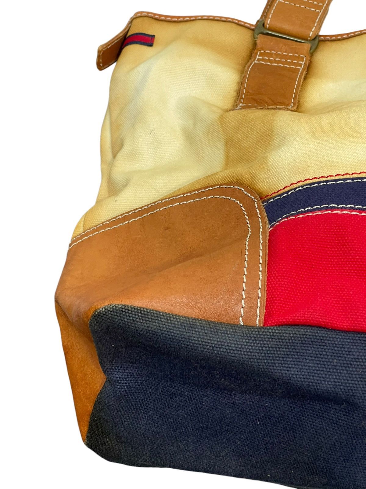 Genuine Leather Leather Cotton Canvas Vtg Tommy Hilfiger Tote Bag 4🟩 Size ONE SIZE - 6 Thumbnail