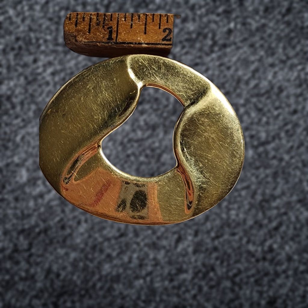 Vintage Vintage Ginnie Johansen Goldtone Abstract Belt Scarf Slide Bolo 1980s Art Deco Unisex Accessories Size ONE SIZE - 1 Thumbnail
