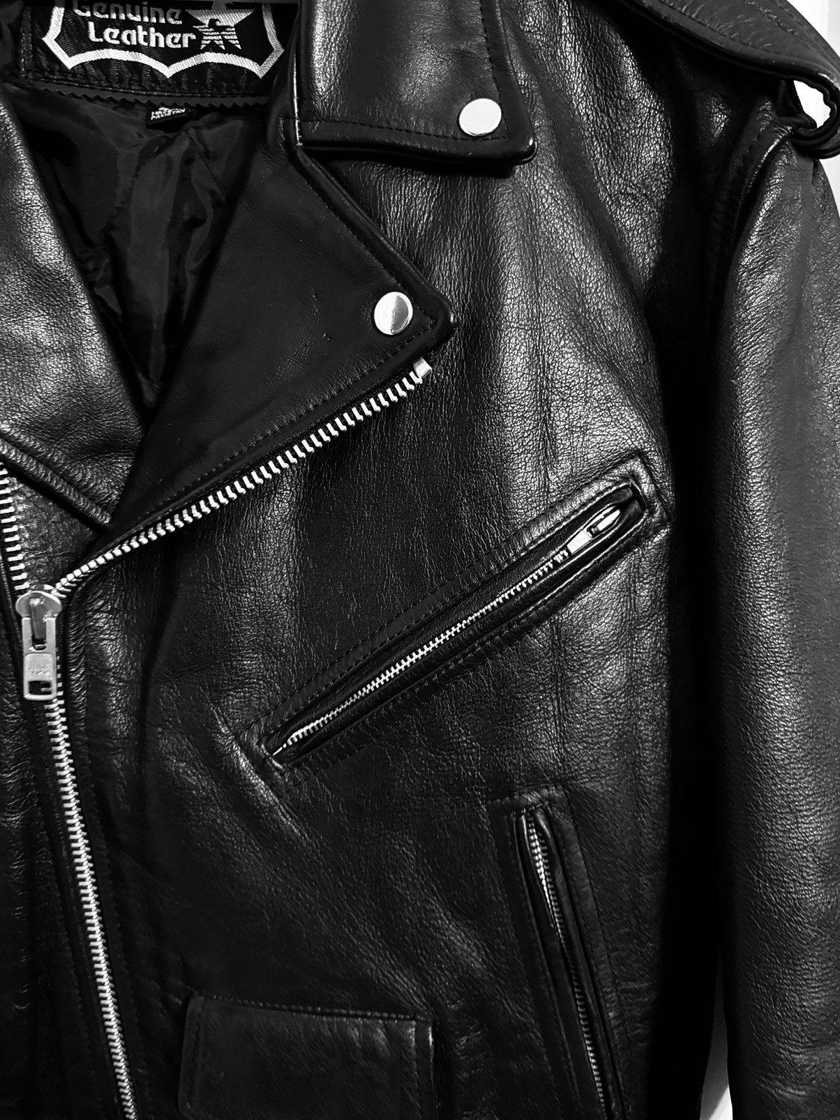 Genuine Leather FIRST GENUINE LEATHER JACKET. Biker Jacket. leather. Size US L / EU 52-54 / 3 - 5 Thumbnail