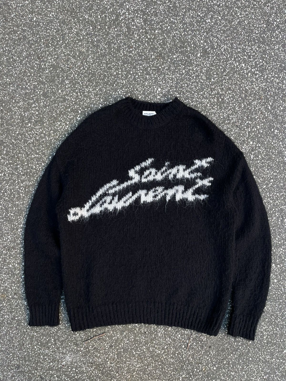 Saint Laurent Paris Saint Laurent Mohair Knit Sweater Black M