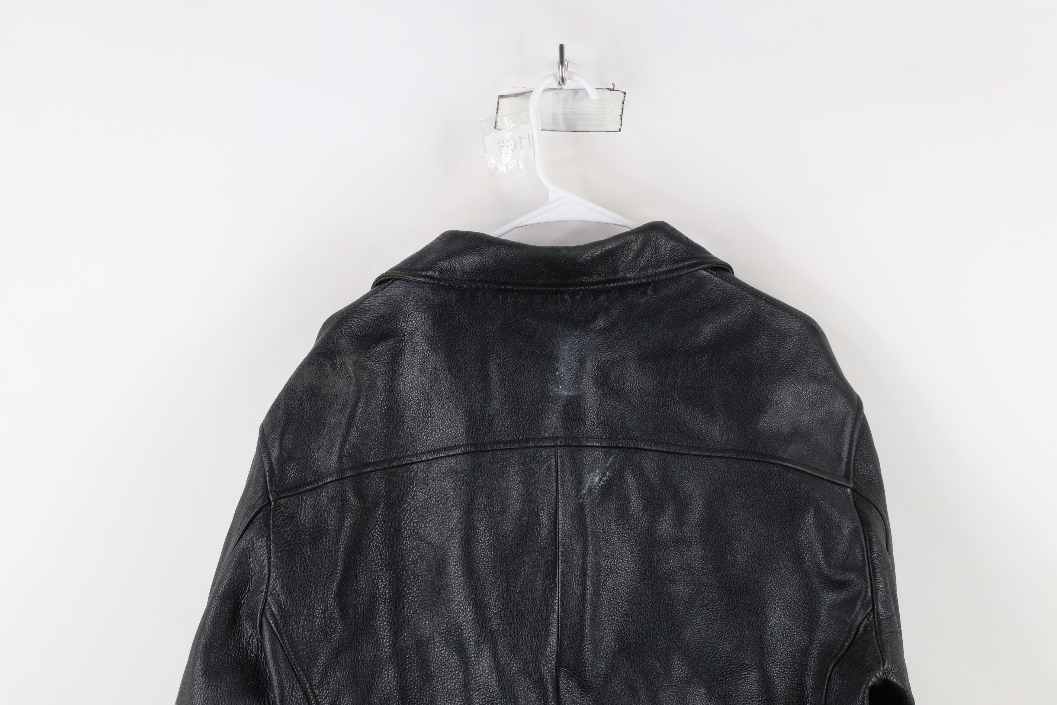 Vintage Vintage 90s Streetwear Buckle Back Leather Jacket Black Size US L / EU 52-54 / 3 - 13 Thumbnail