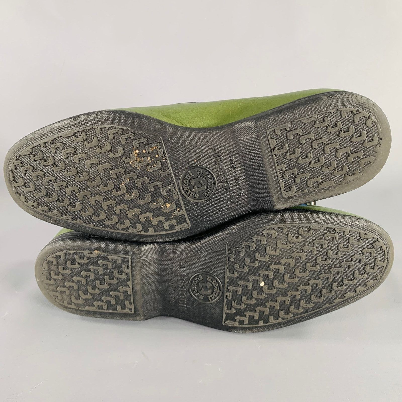 Testoni 8 Green Black Contrast Stitch Leather Slip On Loafers Size US 8 / EU 41 - 6 Thumbnail