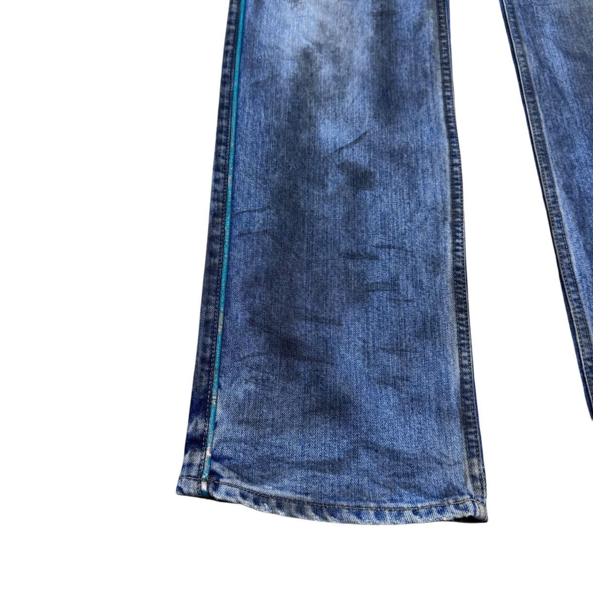 PPFM PPFM Distressed Denim Painted Airbrush Side Striped Jeans Size US 33 - 8 Thumbnail