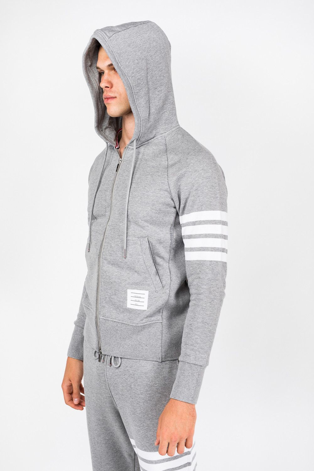 Thom Browne o1s22i1n1124 4-Bar Zip-up Hoodie in Grey Size US L / EU 52-54 / 3 - 6 Thumbnail