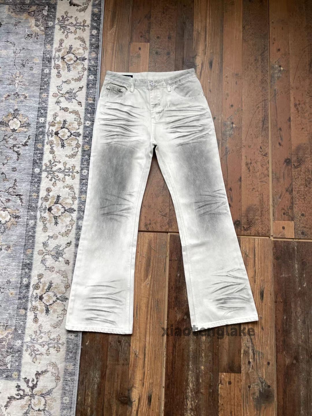 Jean xz vintage distressed faded Stain paint hiphop jeans Size US 30 / EU 46 - 1 Thumbnail