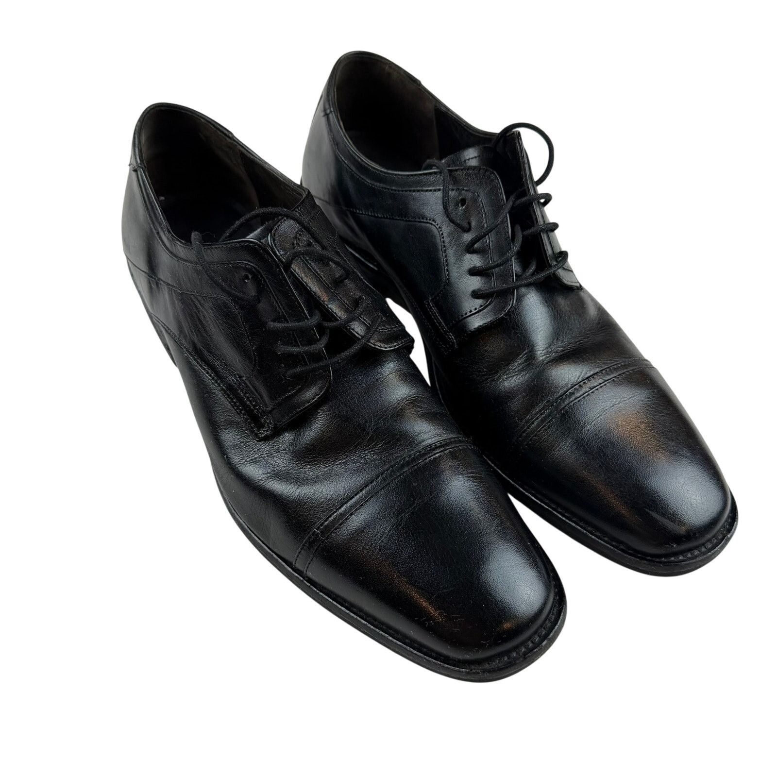 Johnston & Murphy Johnston & Murphy Black Leather Cap Toe Oxford Mens 11M Size US 11 / EU 44 - 2 Thumbnail