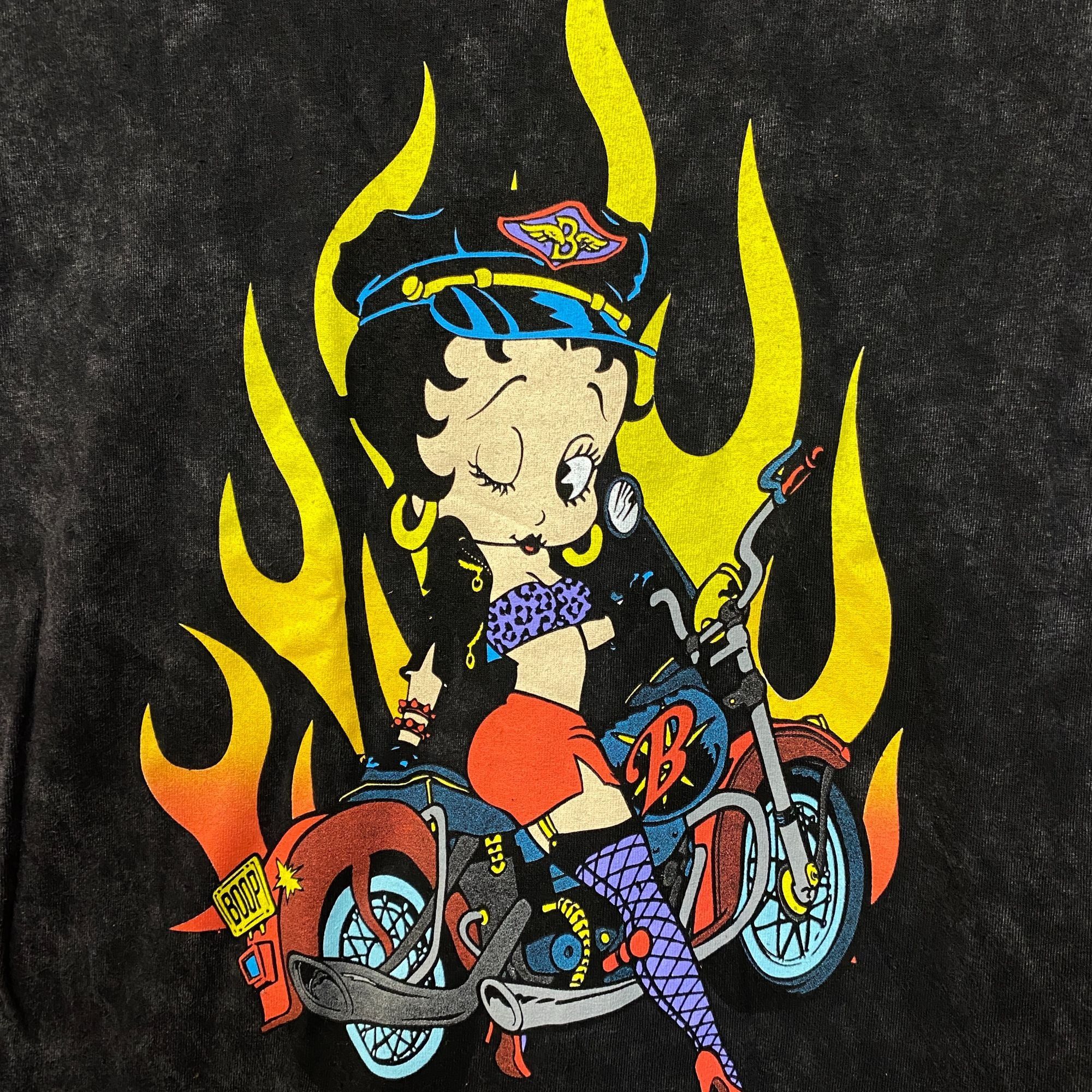 Other Betty Boop Biker Betty Flames Graphic Tee Charcoal Small Size US S / EU 44-46 / 1 - 2 Thumbnail