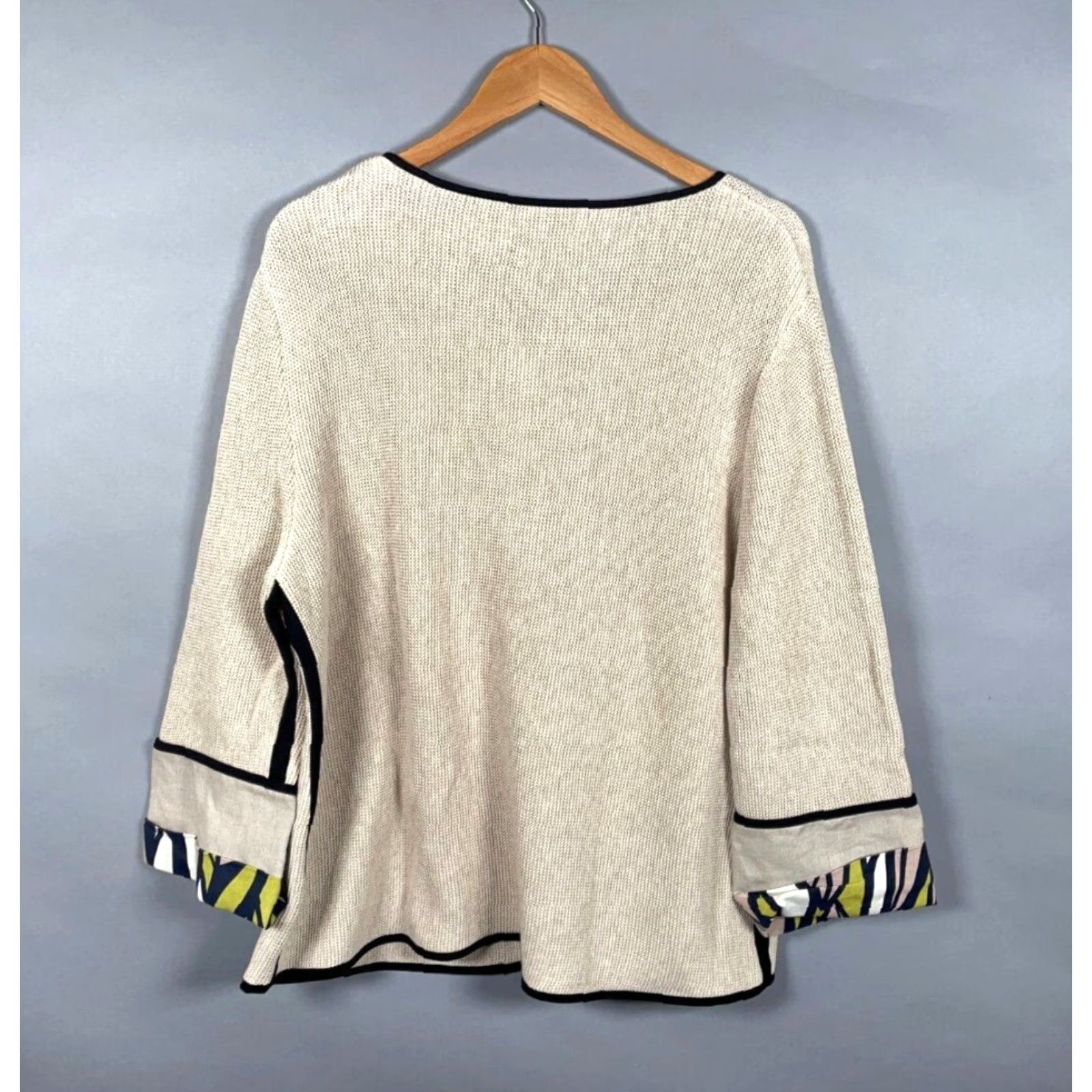 Vintage Tivoli Asymmetrical Cardigan Women's XL Beige Geometric Chunky-Knit Bohemian 90s Size XL / US 12-14 / IT 48-50 - 3 Thumbnail