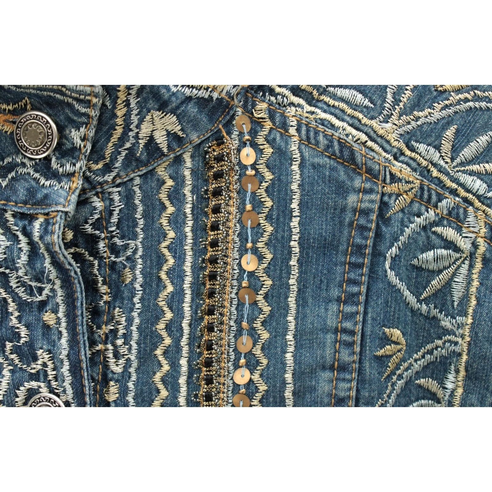 Vintage Chico’s Heavily Embroidered Denim Jacket Women XL Blue Boho Artisan Western Chic Size XL / US 12-14 / IT 48-50 - 2 Thumbnail