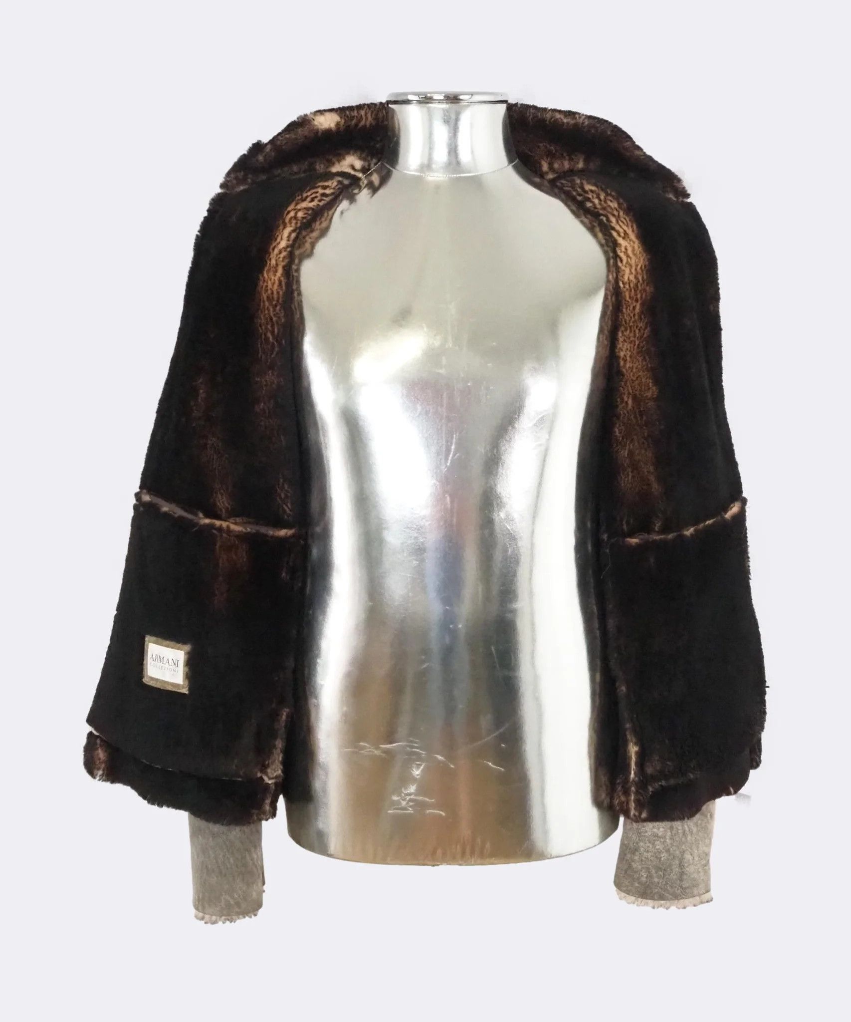 Armani Collezioni Armani Collezion Brown LambskinShearling LeatherJacket $1915 Size US M / EU 48-50 / 2 - 11 Thumbnail