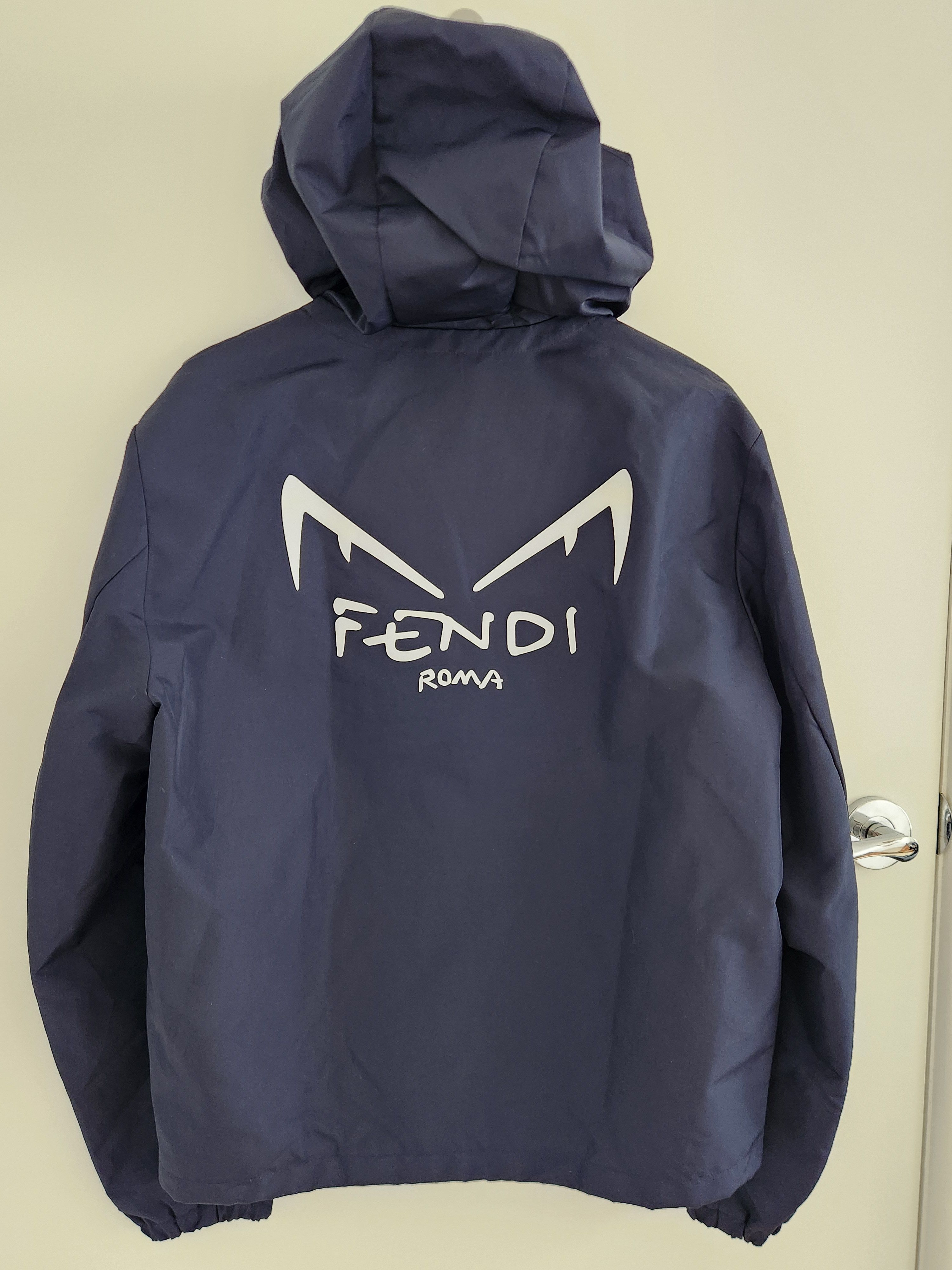 Fendi monster bug eye spray jacket dark blue and brown