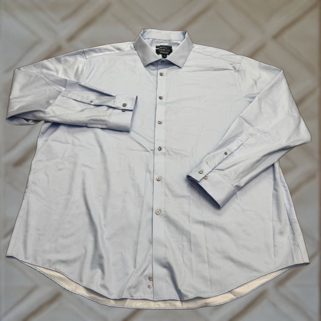 Kenneth Cole KENNETH COLE Performance Stretch Non-Iron Dress Shirt 3XL Blue Business Casual Mens Size 48R - 1 Thumbnail