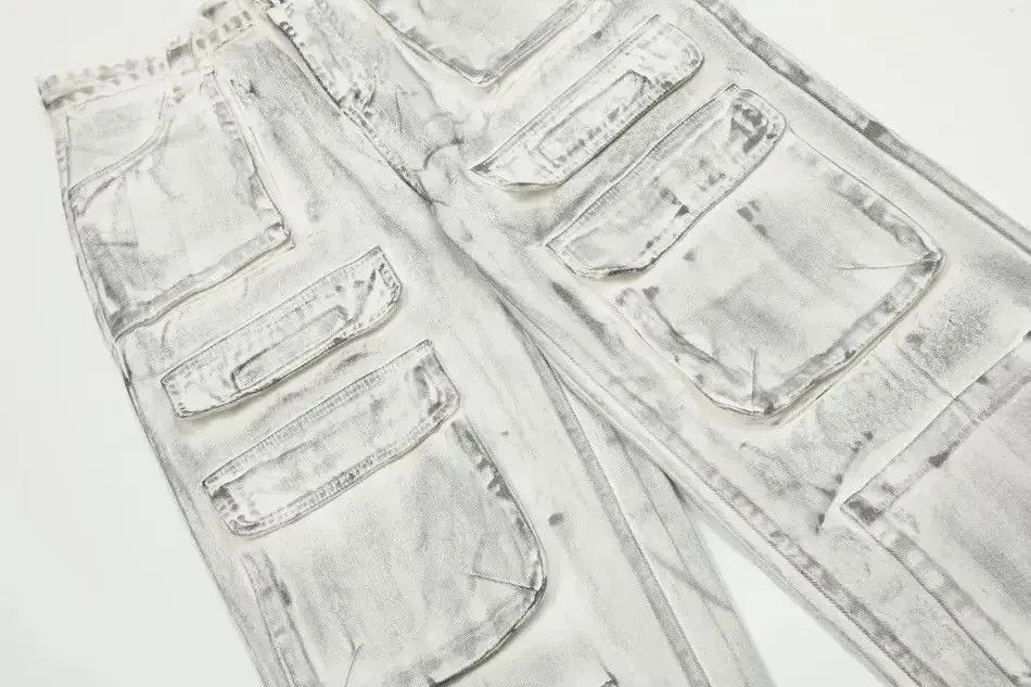 Japanese Brand Design Multi Pockets Washed Dirty Cargo Pants Size US 32 / EU 48 - 3 Thumbnail