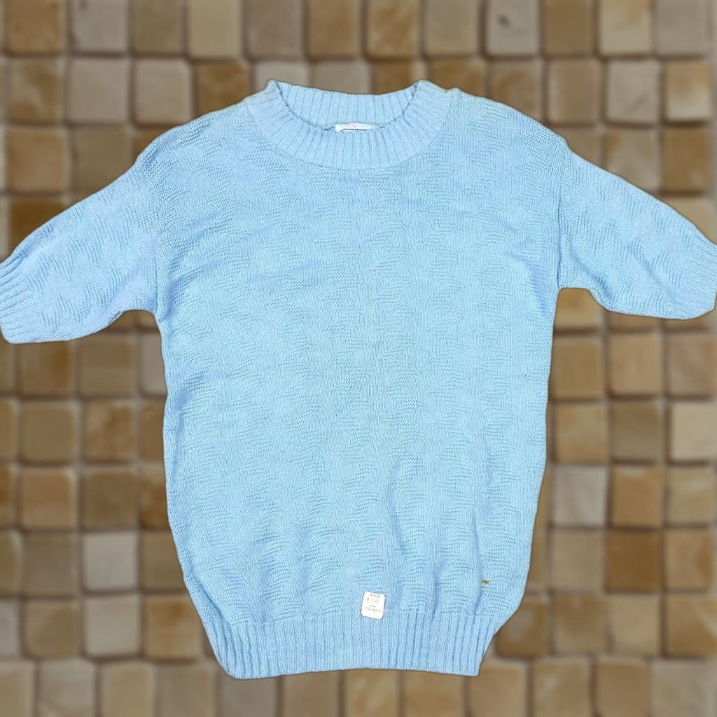 Etro Vintage Retro Blue Crew Neck Knit Pullover Sweater Mens XS Short Sleeve 80s Fall Winter Knit Style Cotton Solid Size US XS / EU 42 / 0 - 1 Thumbnail