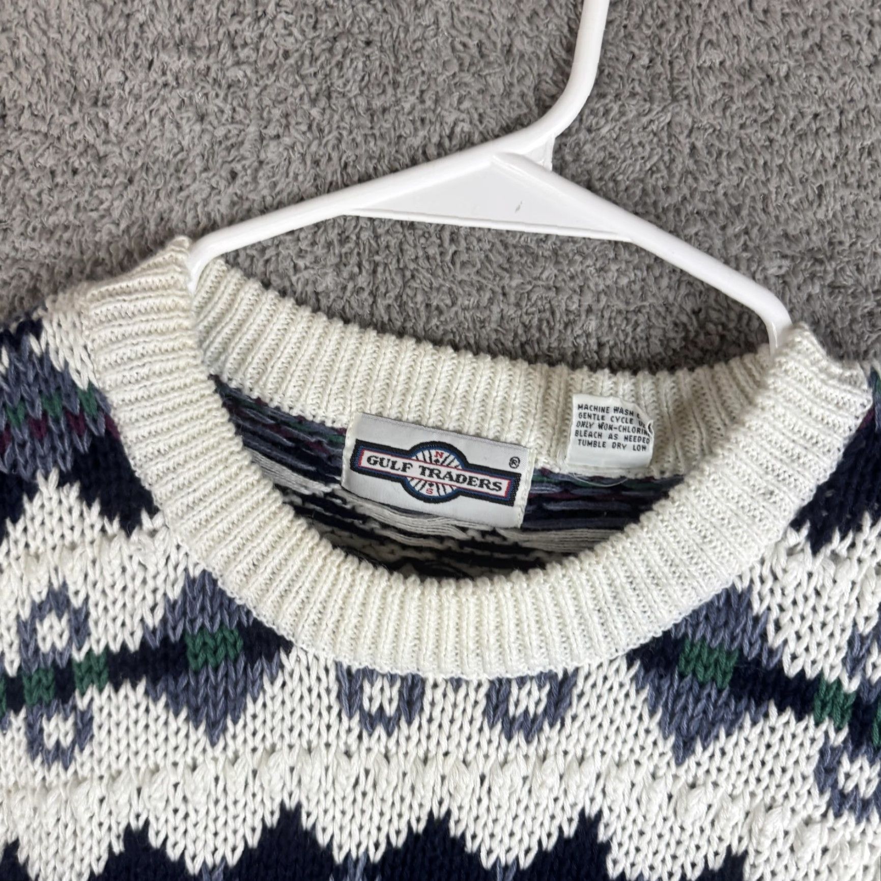 Vintage VINTAGE Gulf Traders Sweater Mens Large Navy Fair Isle Chunky Knit Hong Kong Size US L / EU 52-54 / 3 - 7 Thumbnail