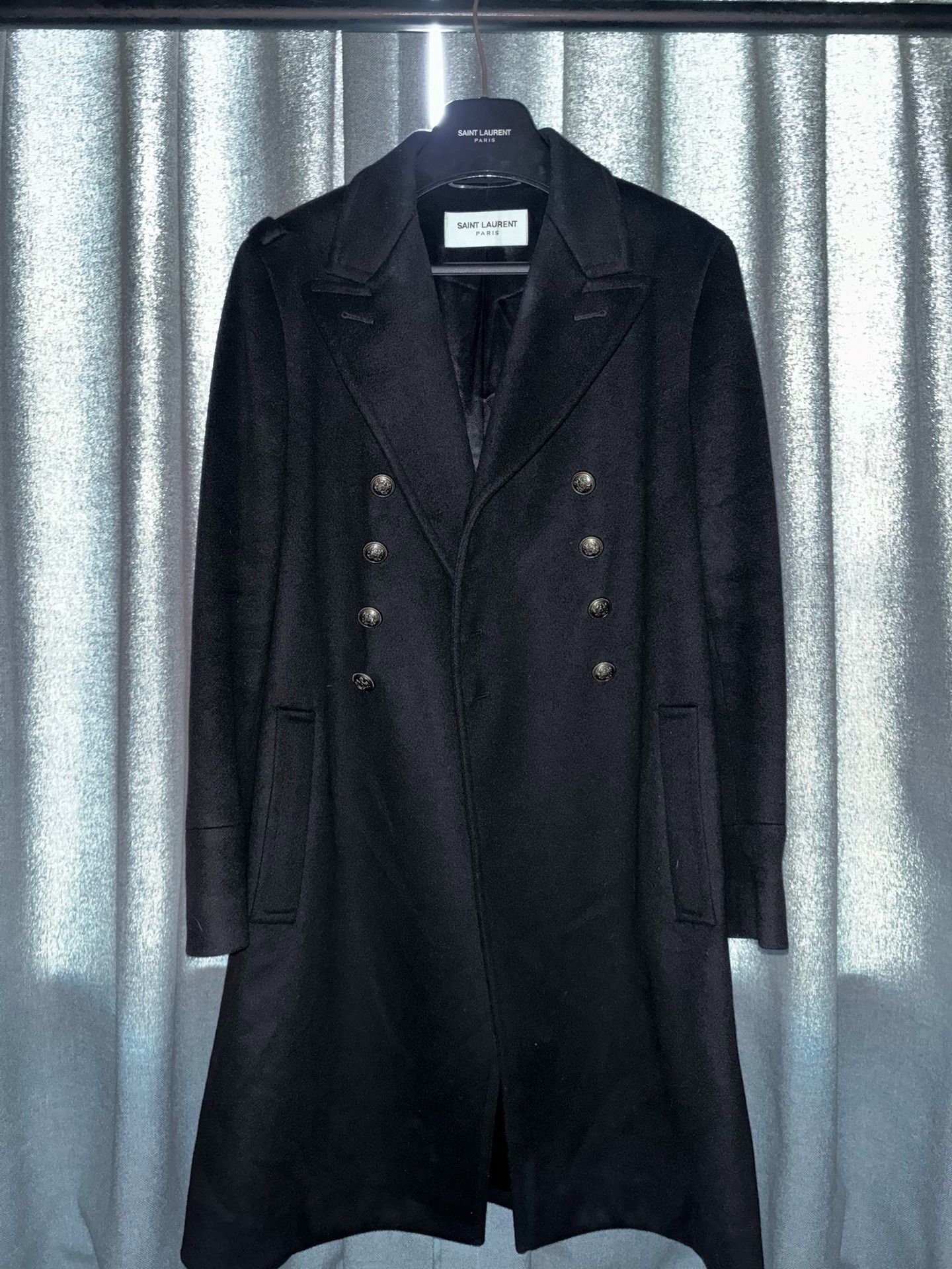 Anthony Vaccarello Saint Laurent Double-Breasted Gold Button Coat Size US S / EU 44-46 / 1 - 1 Thumbnail