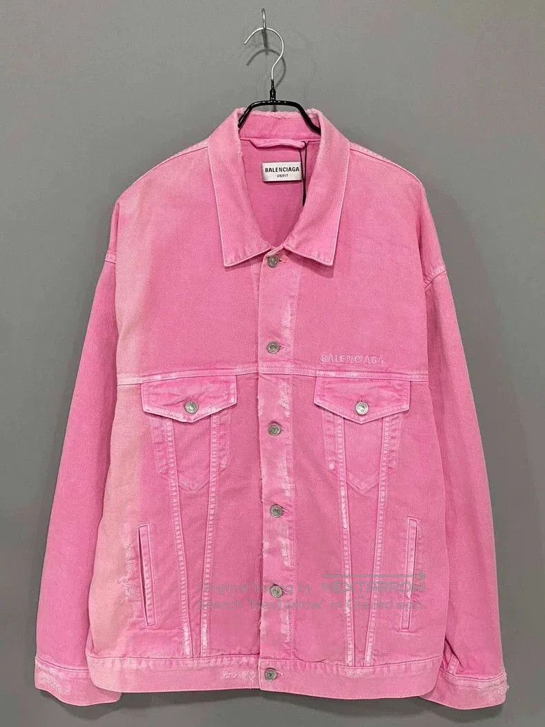 Balenciaga Balenciaga Pink Washed Denim Jacket. Size US M / EU 48-50 / 2 - 1 Thumbnail