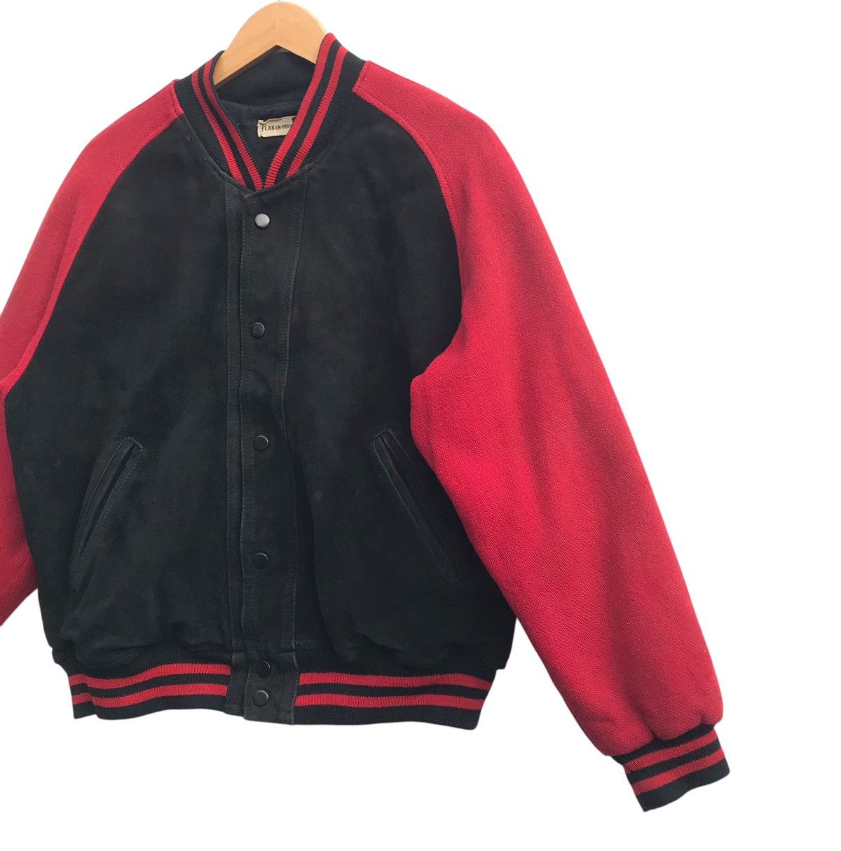 Leather Vintage Flax-En-Provence Suede Leather Varsity Jacket Size US M / EU 48-50 / 2 - 7 Thumbnail