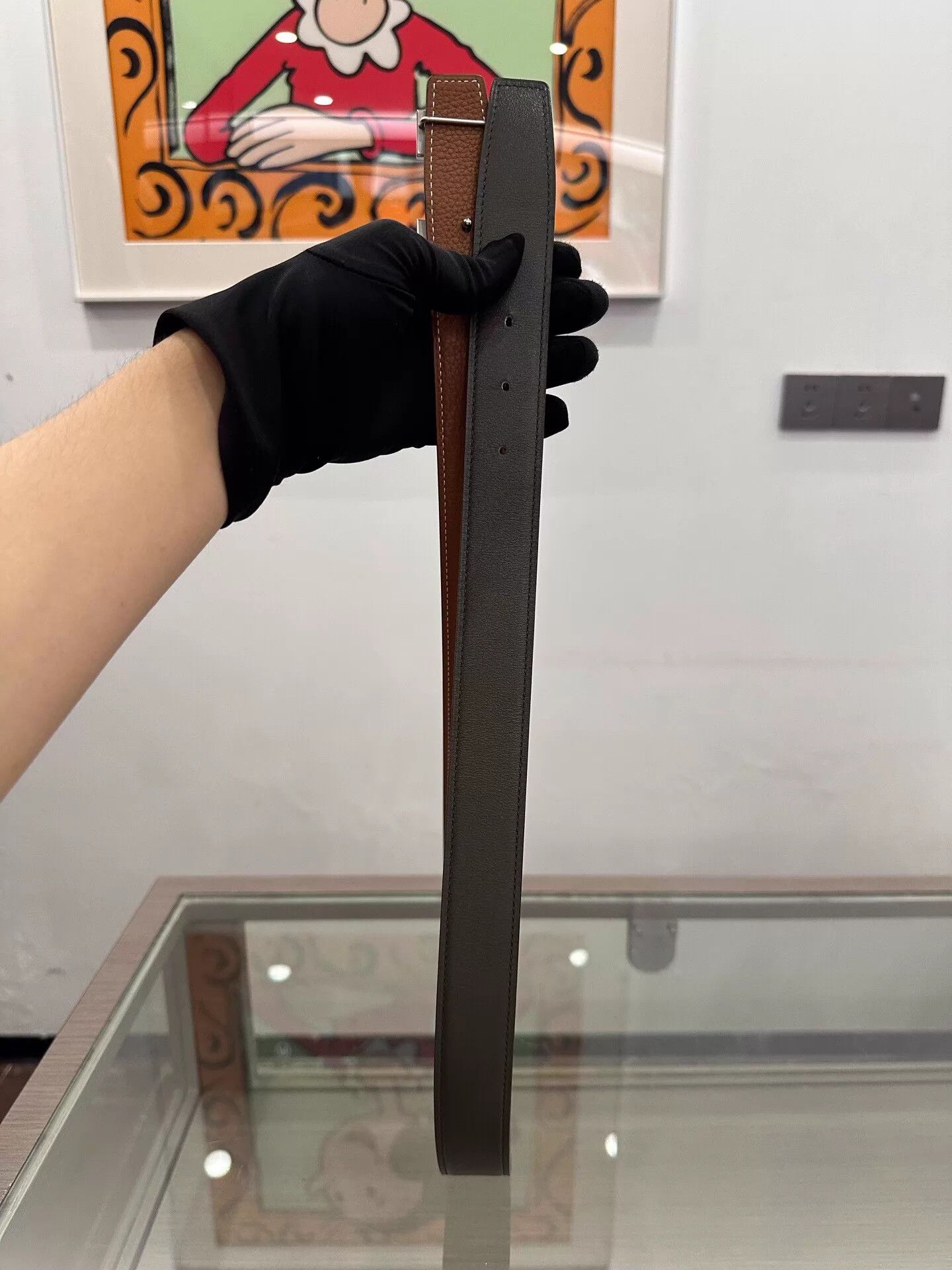 Hermes Hermes silver H belt gray & brown 32mm 90cm Size ONE SIZE - 3 Thumbnail