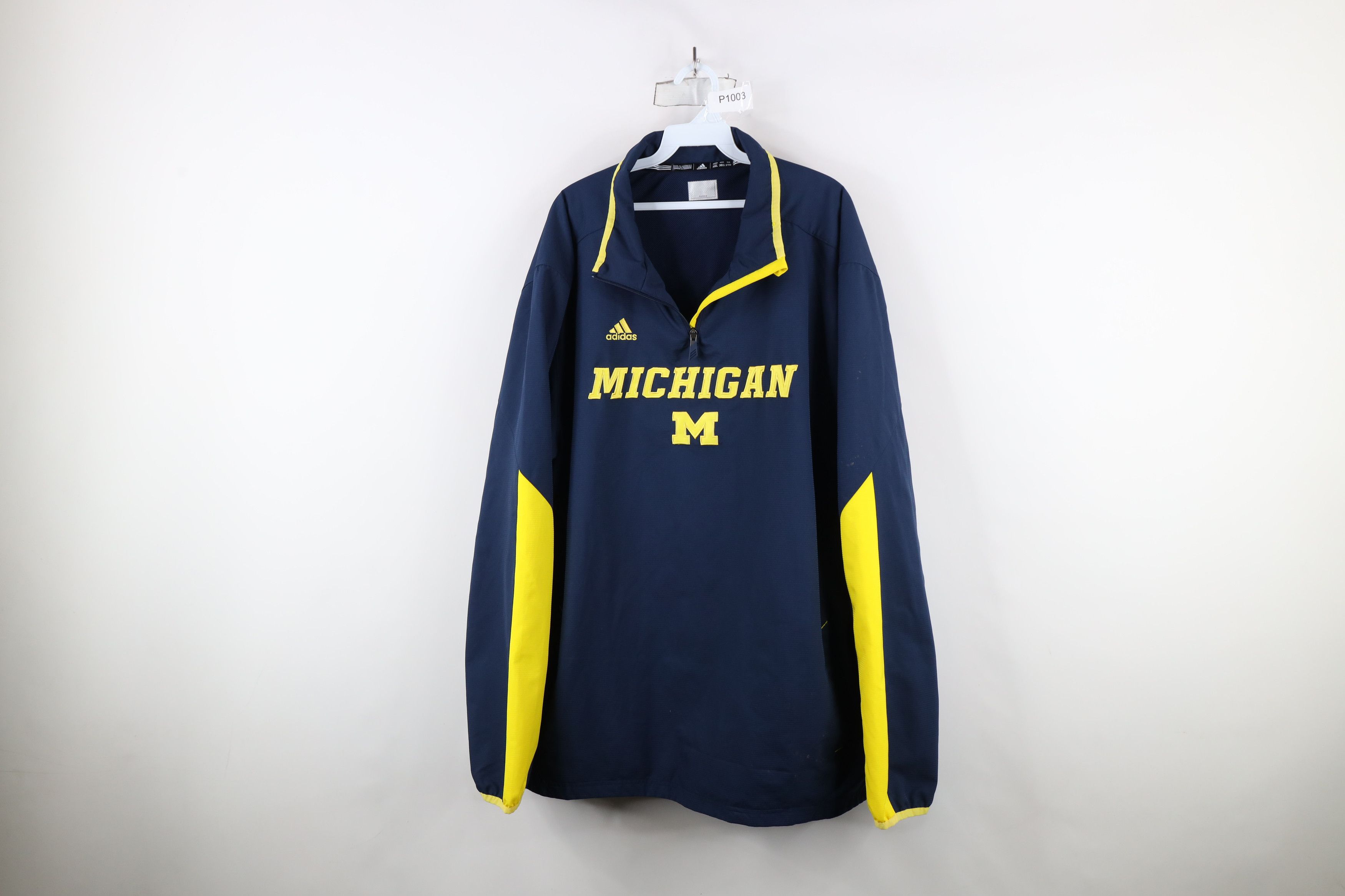 Adidas × Vintage Adidas University of Michigan Football Pullover Jacket Blue Size US XXL / EU 58 / 5 - 1 Thumbnail