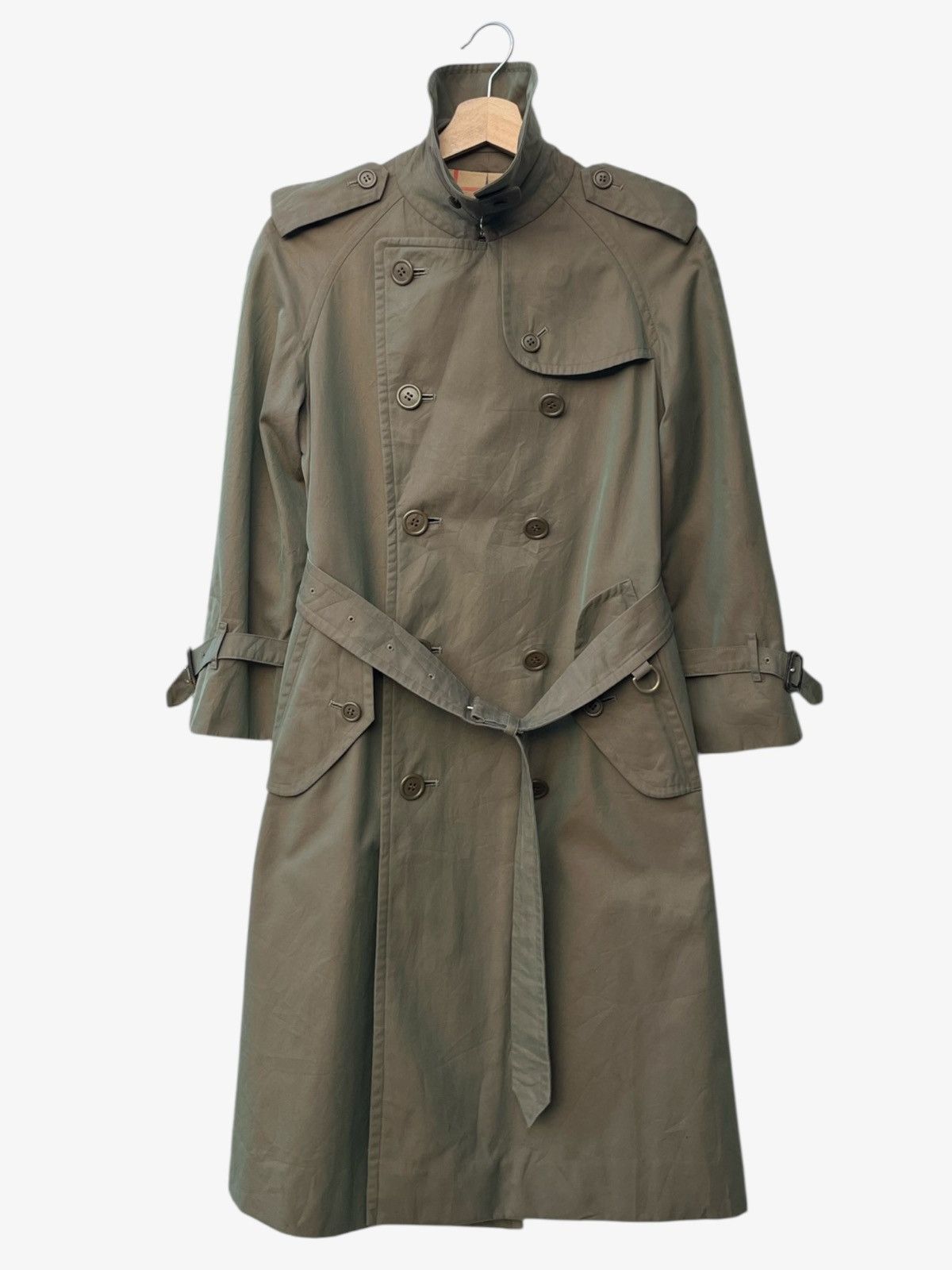 Burberry 80s/90s Burberrys Trench Coat Classic Double Breasted Olive Size S / US 4 / IT 40 - 1 Thumbnail